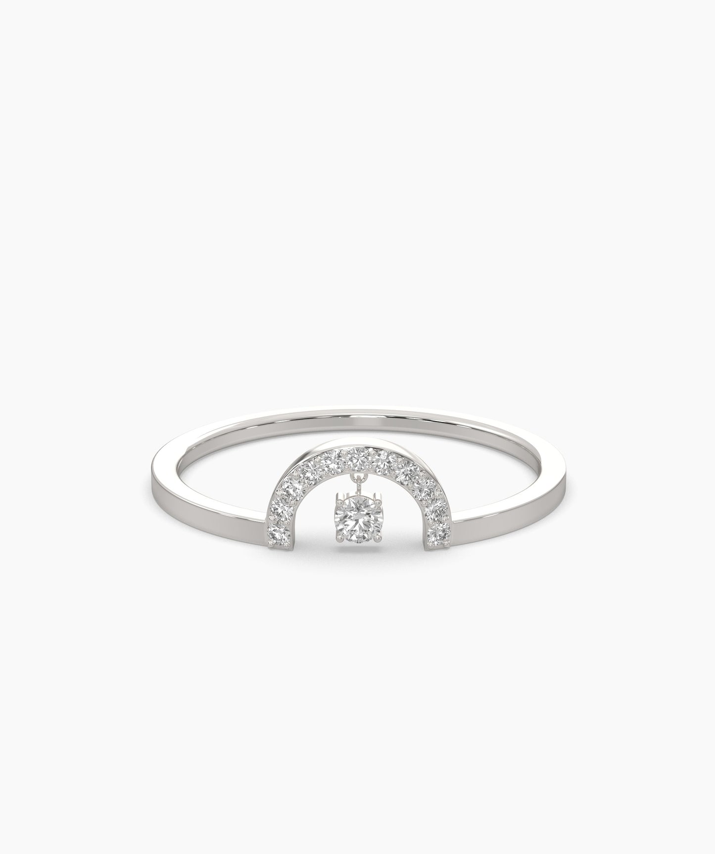 Pavé Arch Ring with Center Diamond
