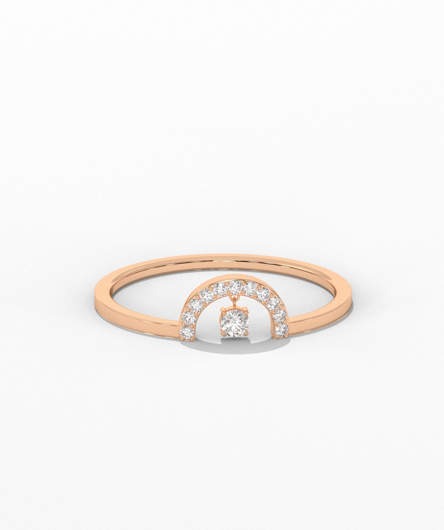 Pavé Arch Ring with Center Diamond