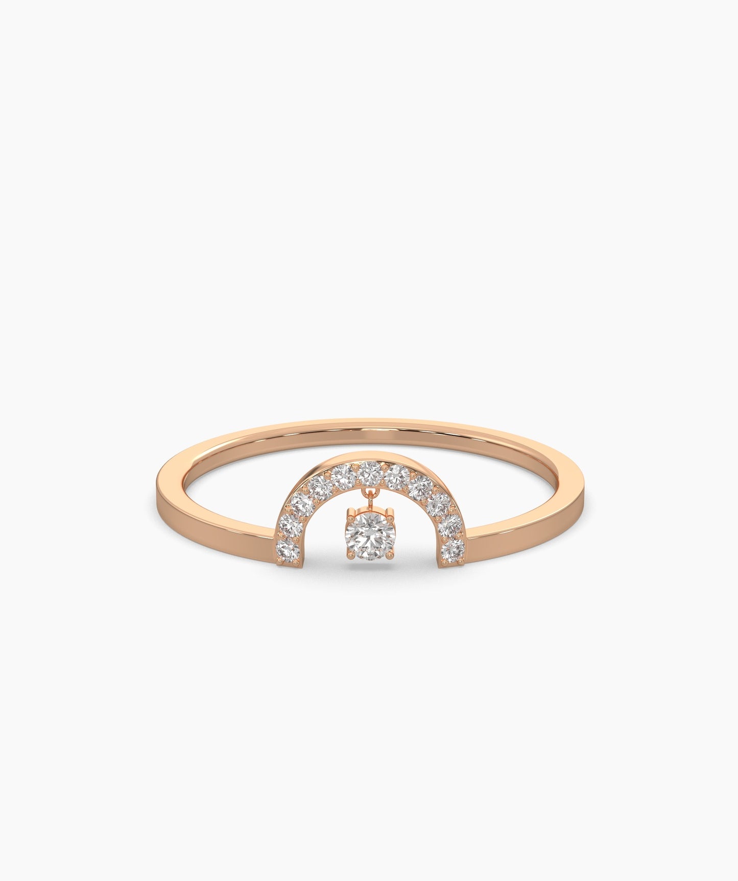 Pavé Arch Ring with Center Diamond