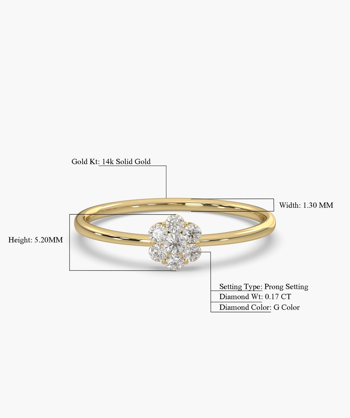 14K Gold Diamond Floral Ring