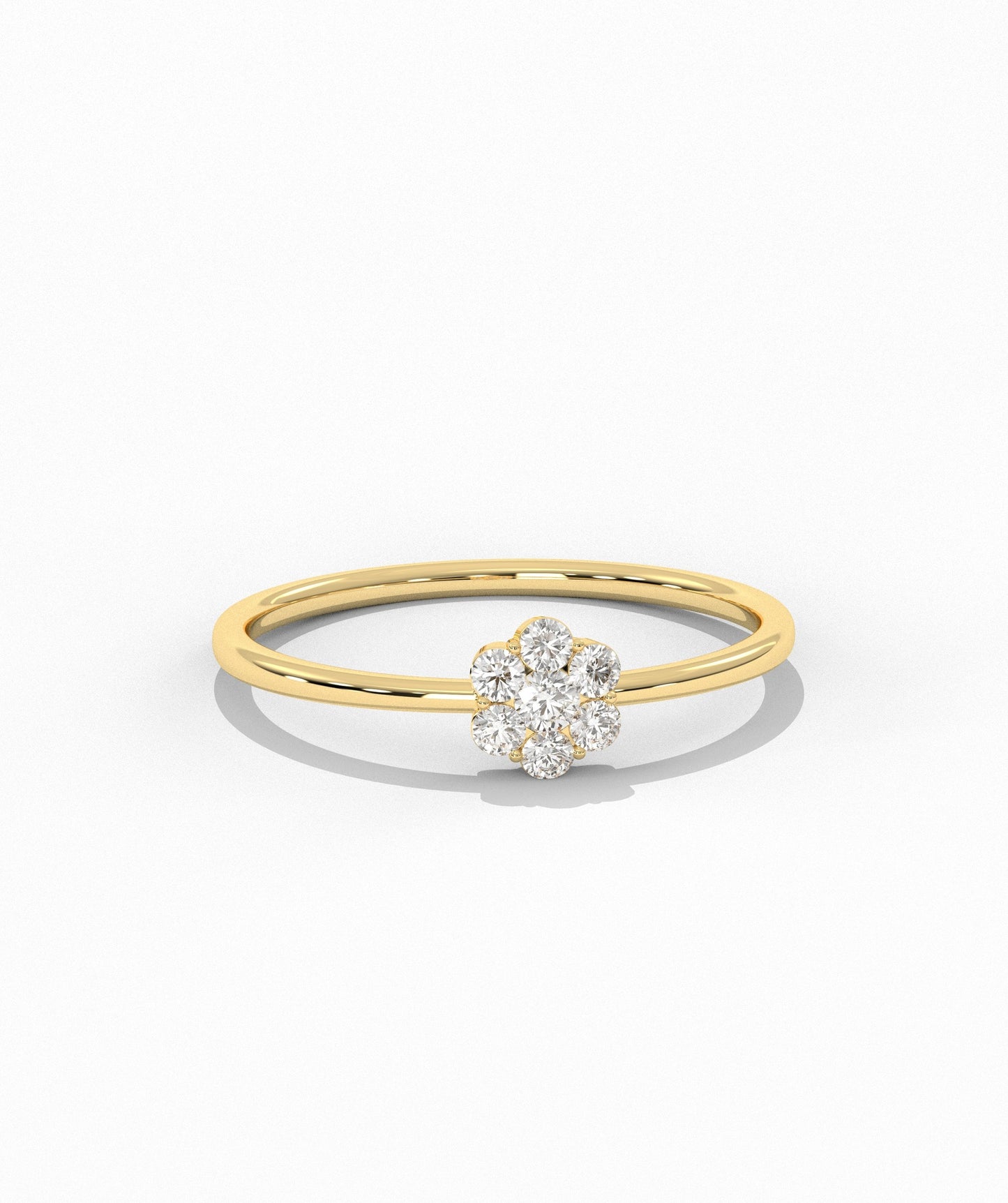 14K Gold Diamond Floral Ring