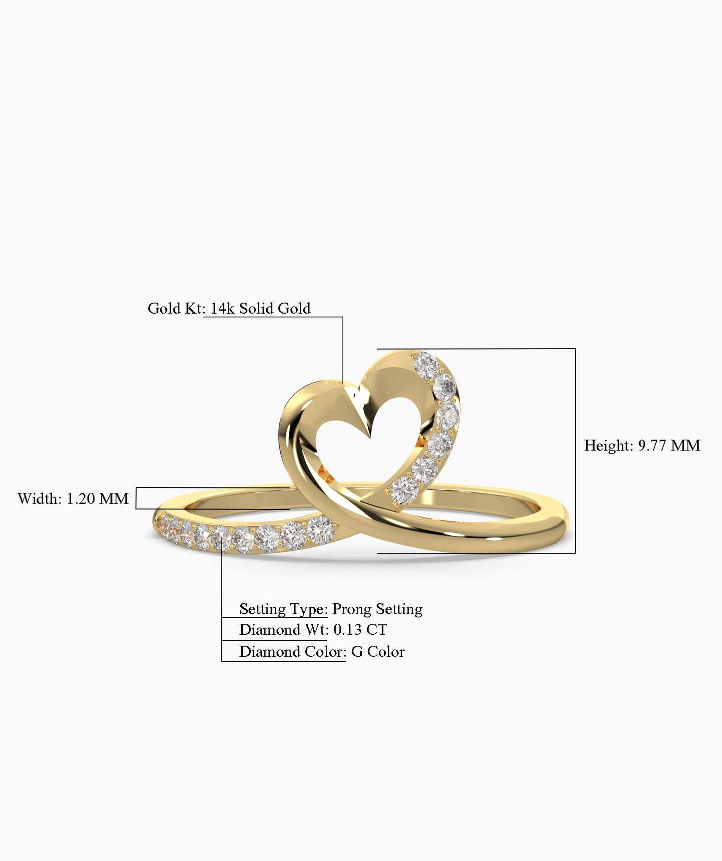 Heart-Shaped Gold Ring with Diamond Accents