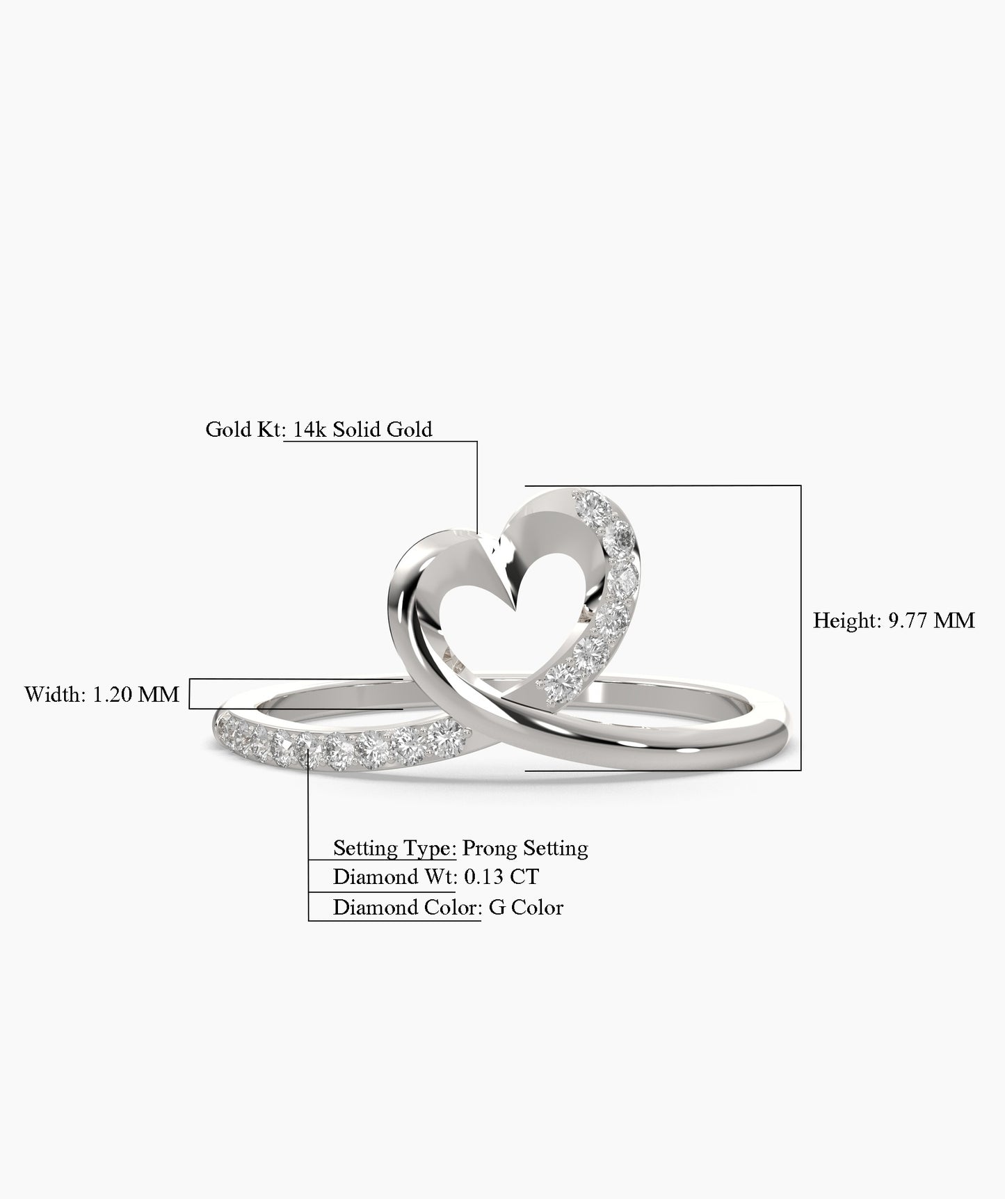 Heart-Shaped Gold Ring with Diamond Accents