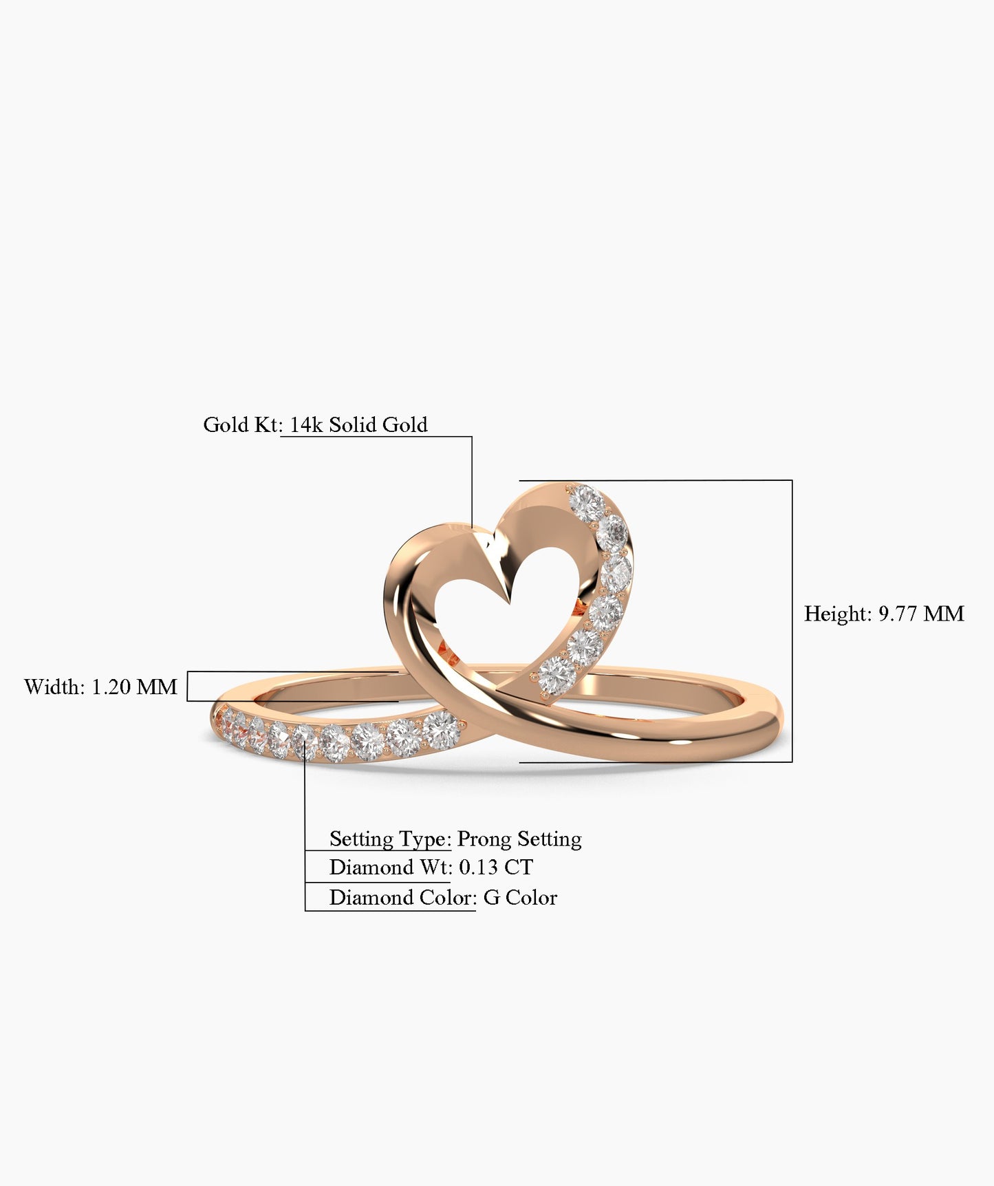 Heart-Shaped Gold Ring with Diamond Accents
