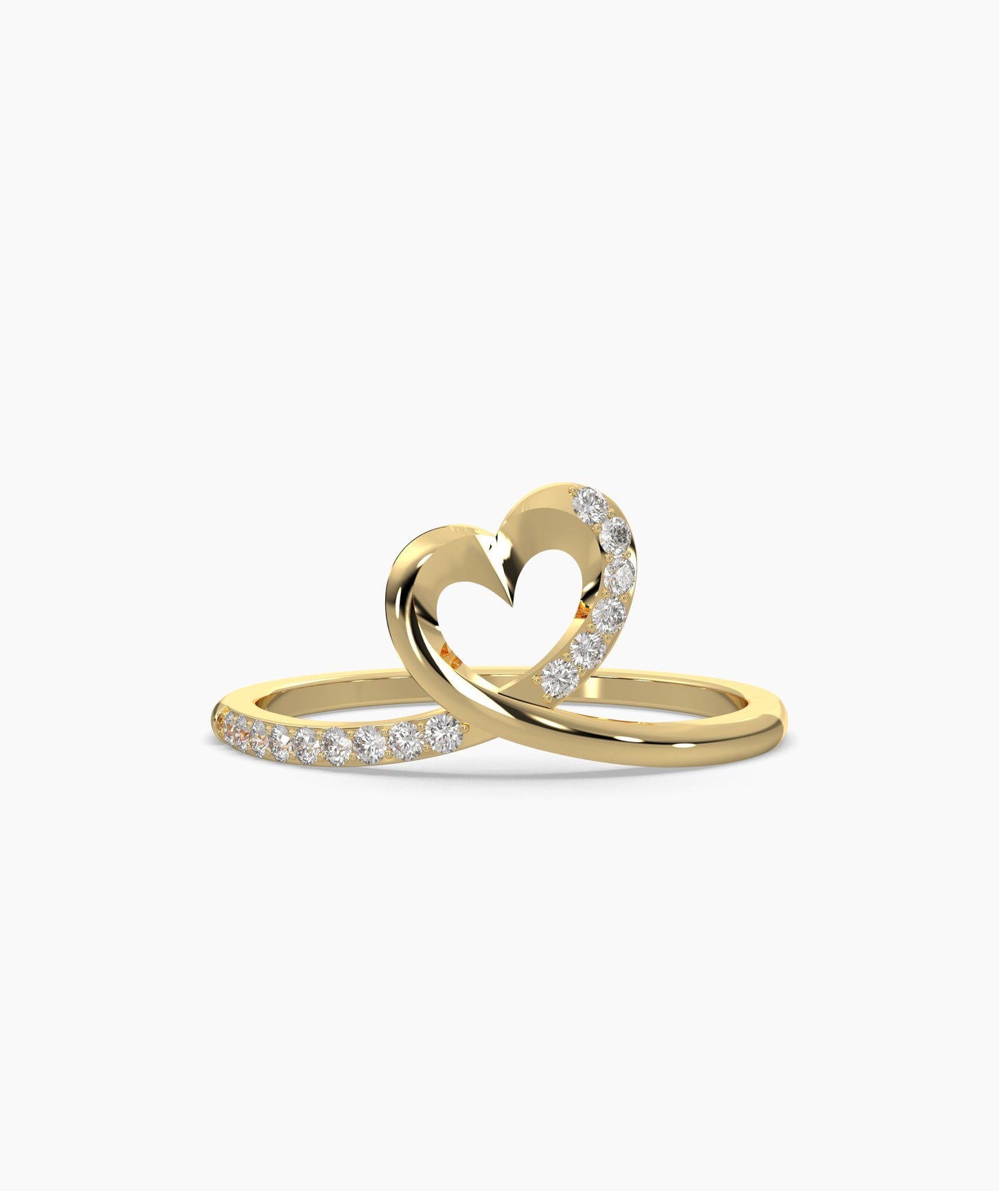 Heart-Shaped Gold Ring with Diamond Accents