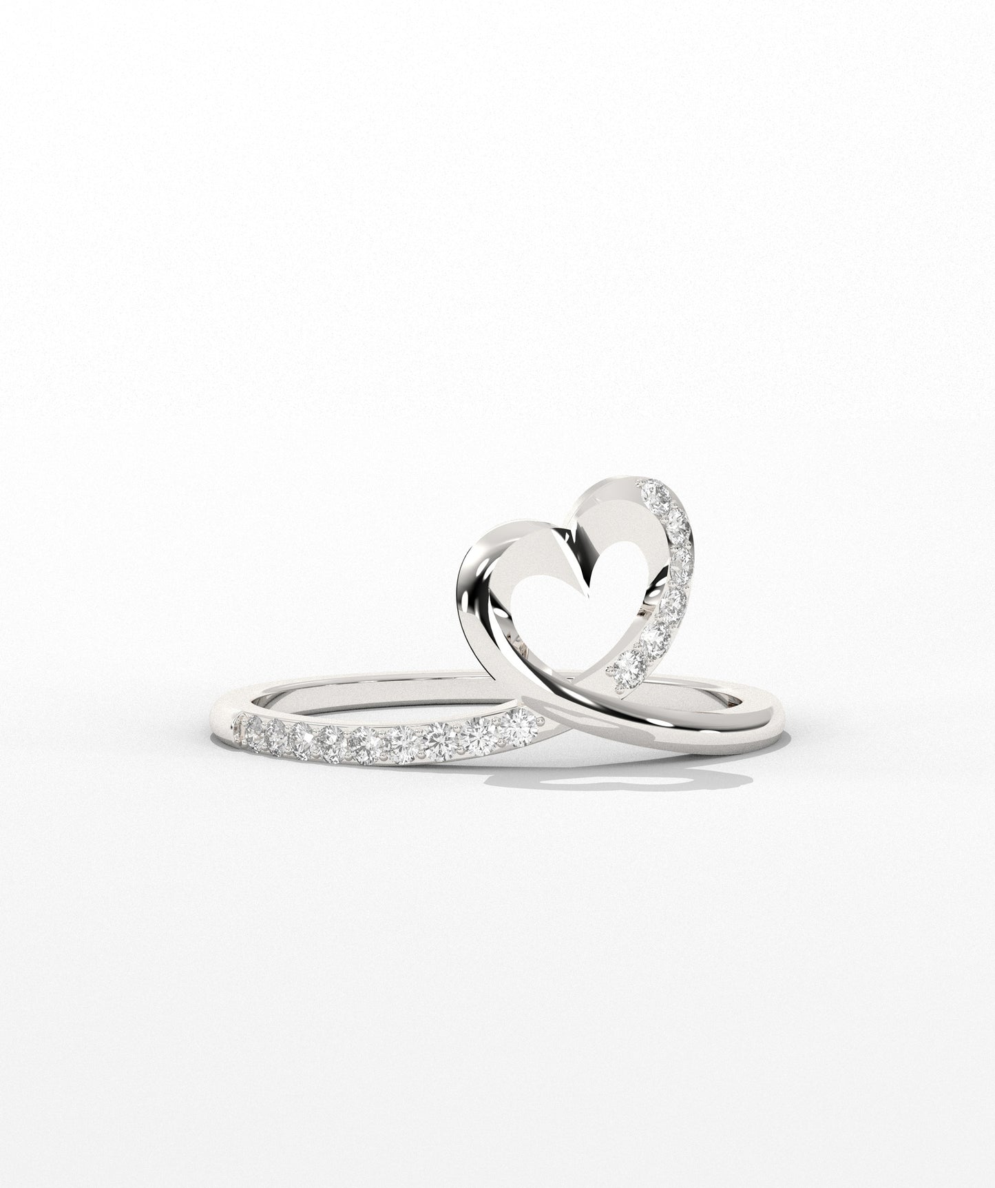Heart-Shaped Gold Ring with Diamond Accents