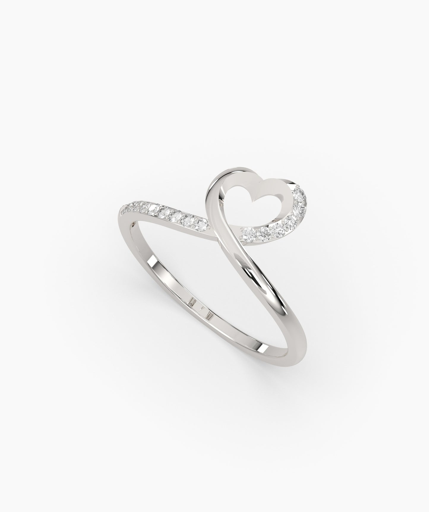 Heart-Shaped Gold Ring with Diamond Accents