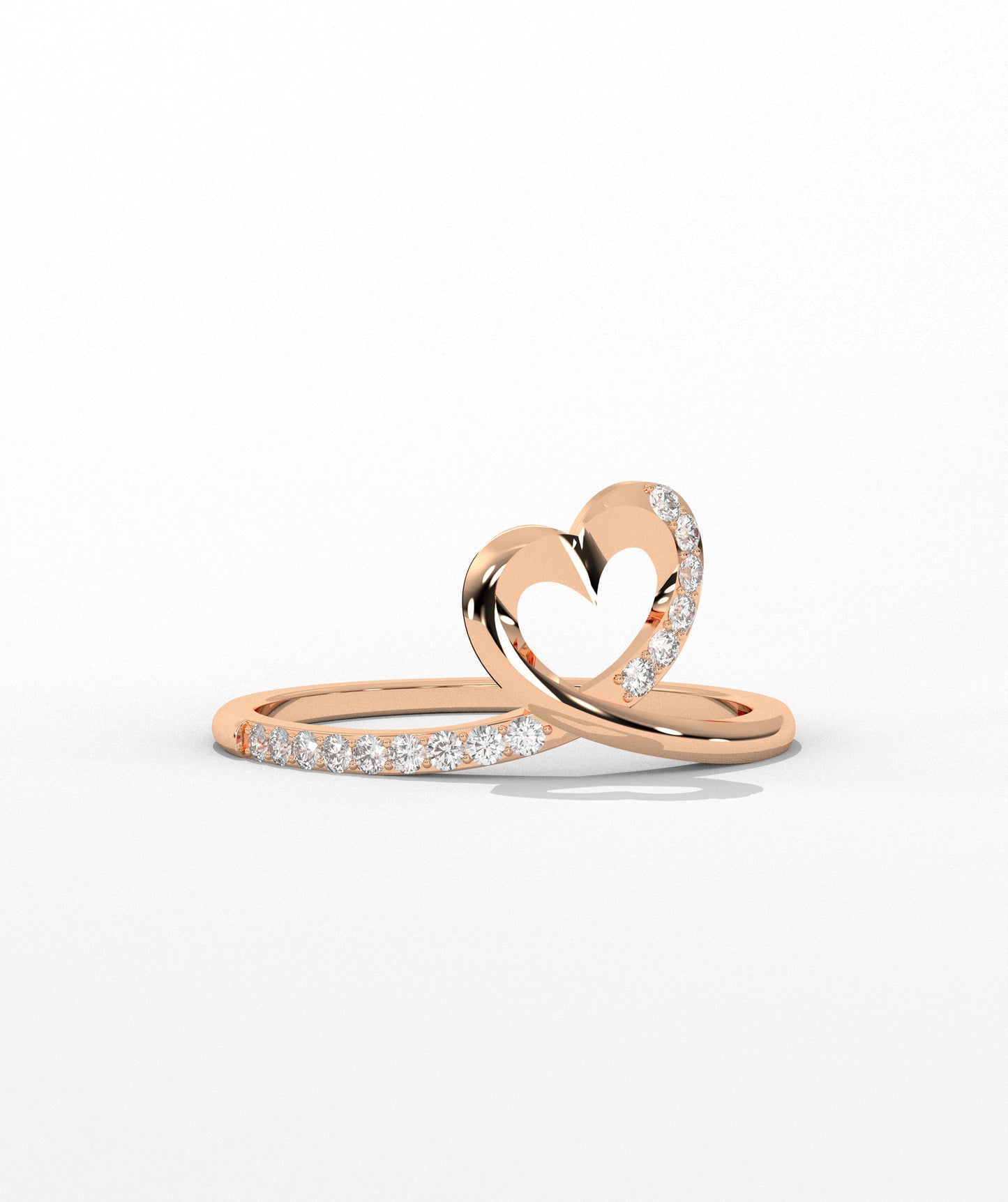 Heart-Shaped Gold Ring with Diamond Accents