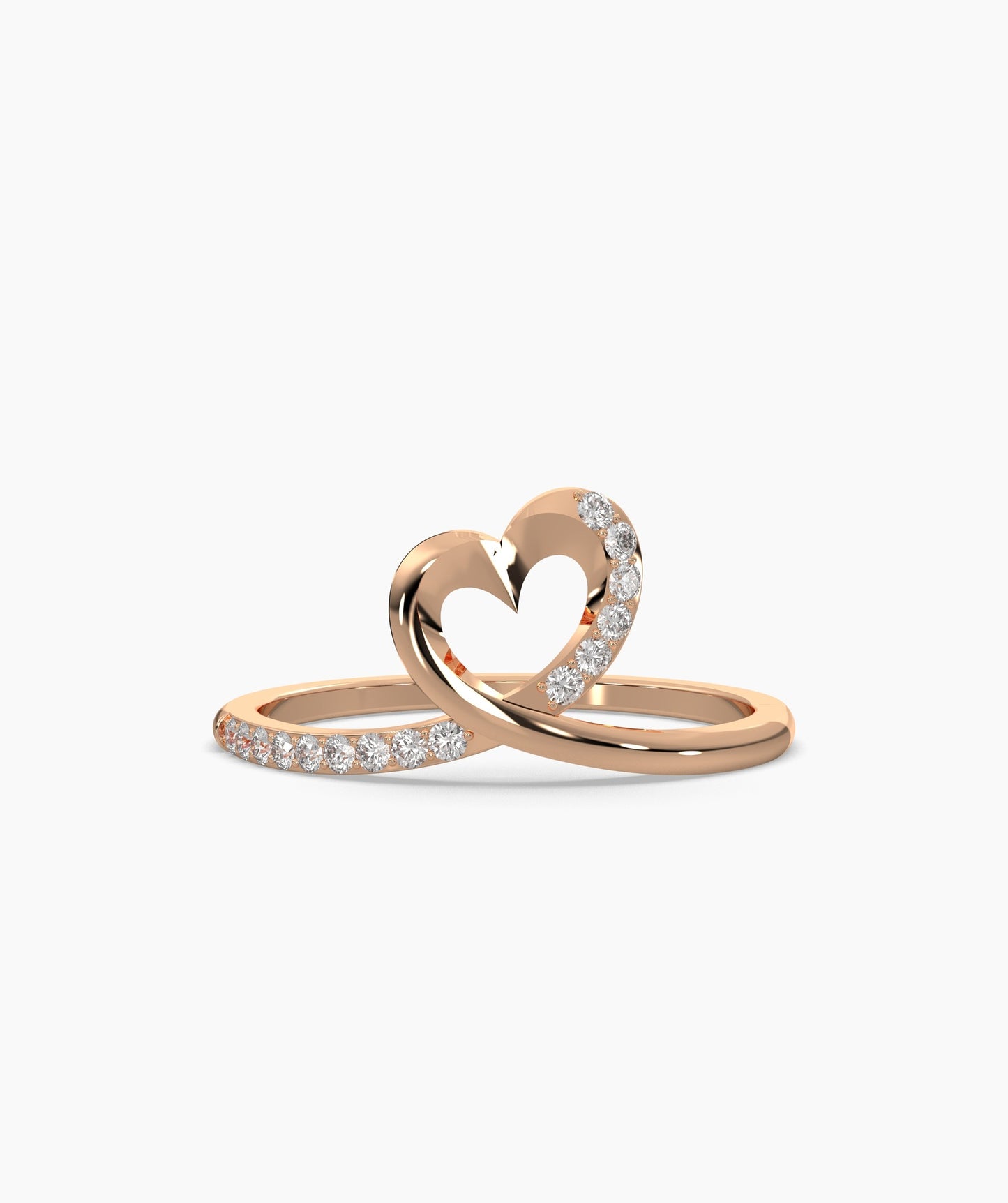 Heart-Shaped Gold Ring with Diamond Accents