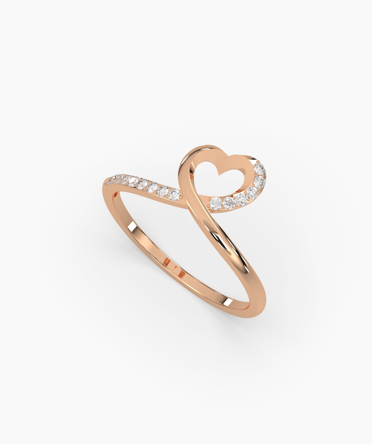 Heart-Shaped Gold Ring with Diamond Accents