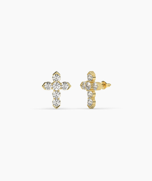 Diamond Cross Stud Earrings