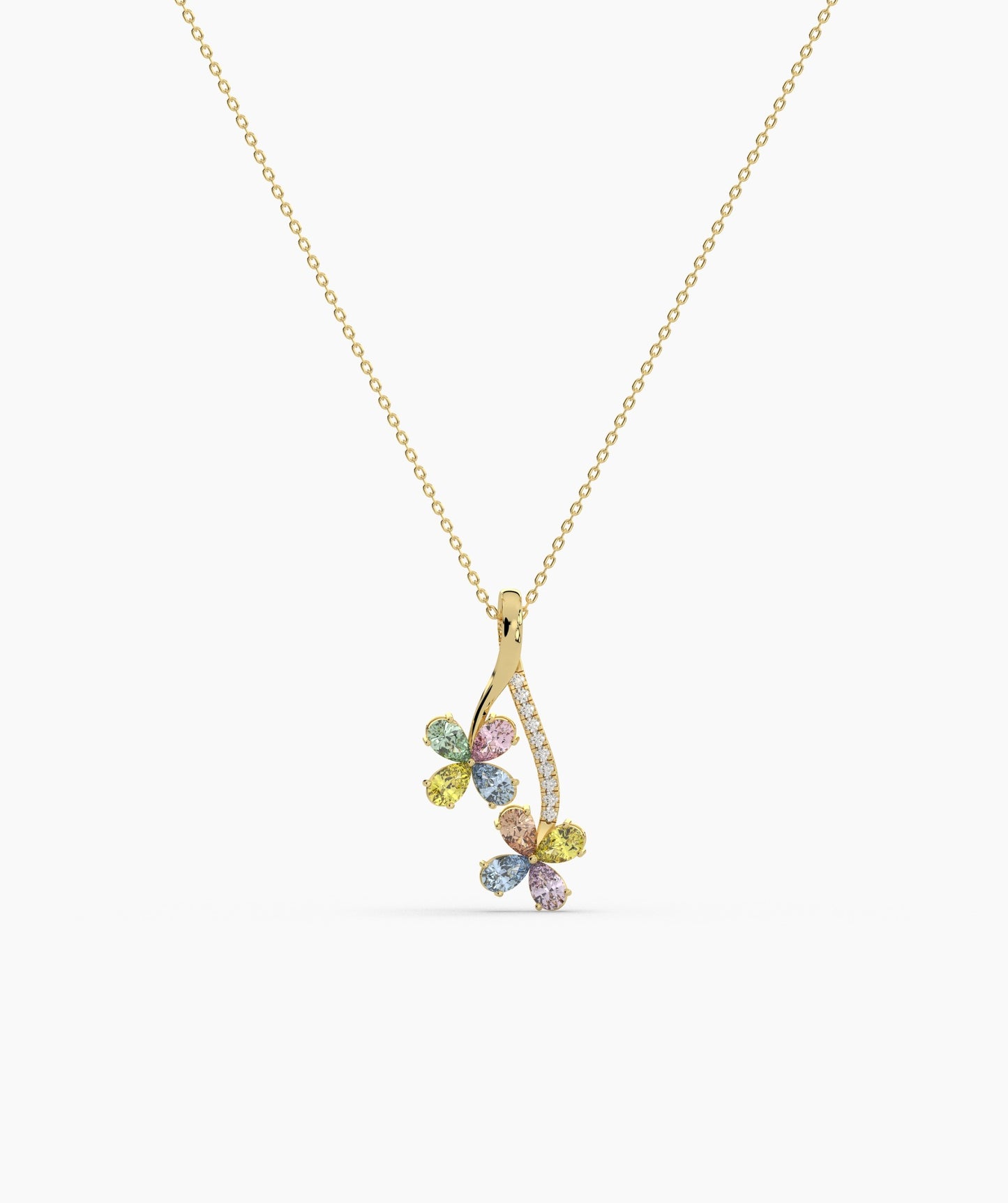Rainbow Bloom 14K Gold Necklace