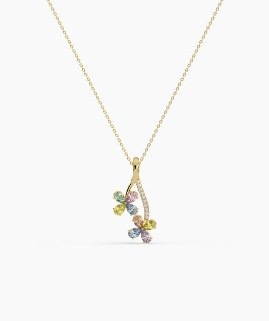 Rainbow Bloom 14K Gold Necklace