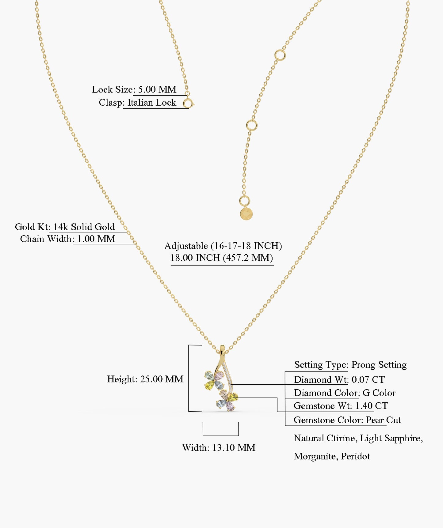 Rainbow Bloom 14K Gold Necklace