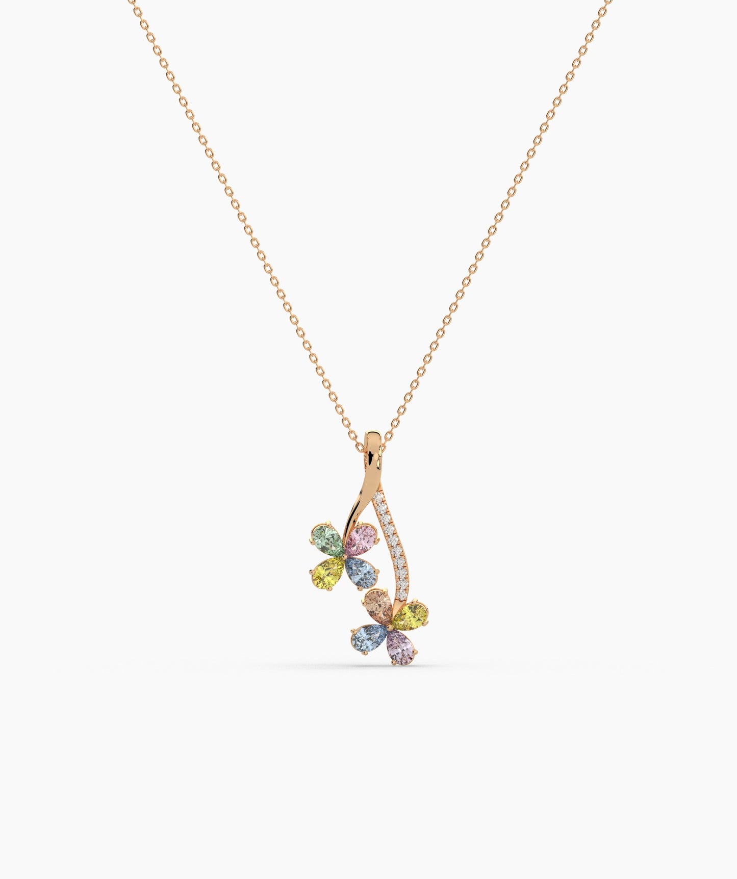 Rainbow Bloom 14K Gold Necklace
