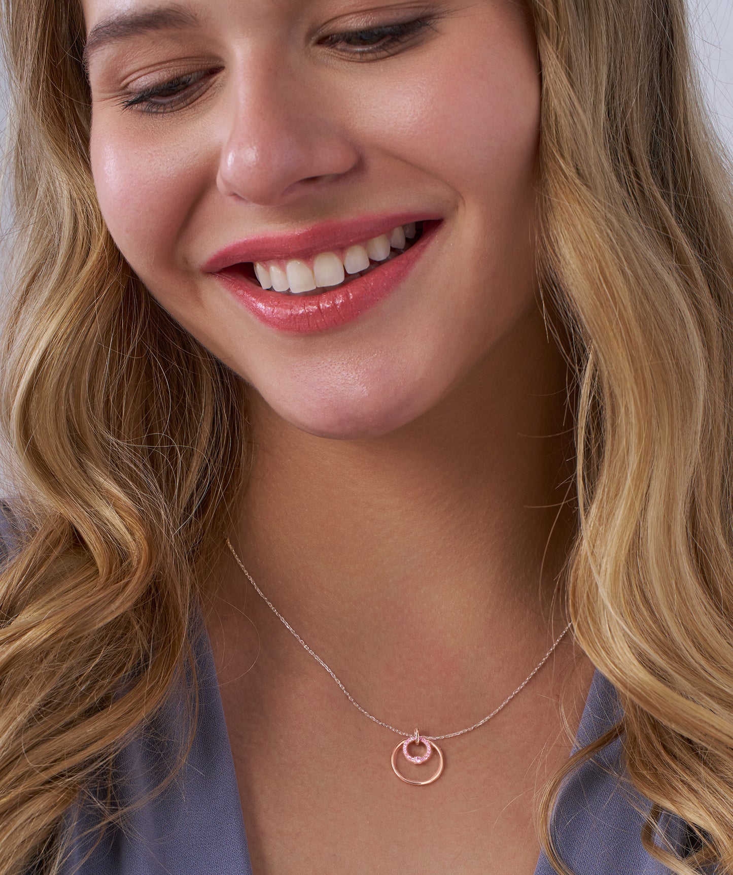 Pink Halo Circle Gold Necklace