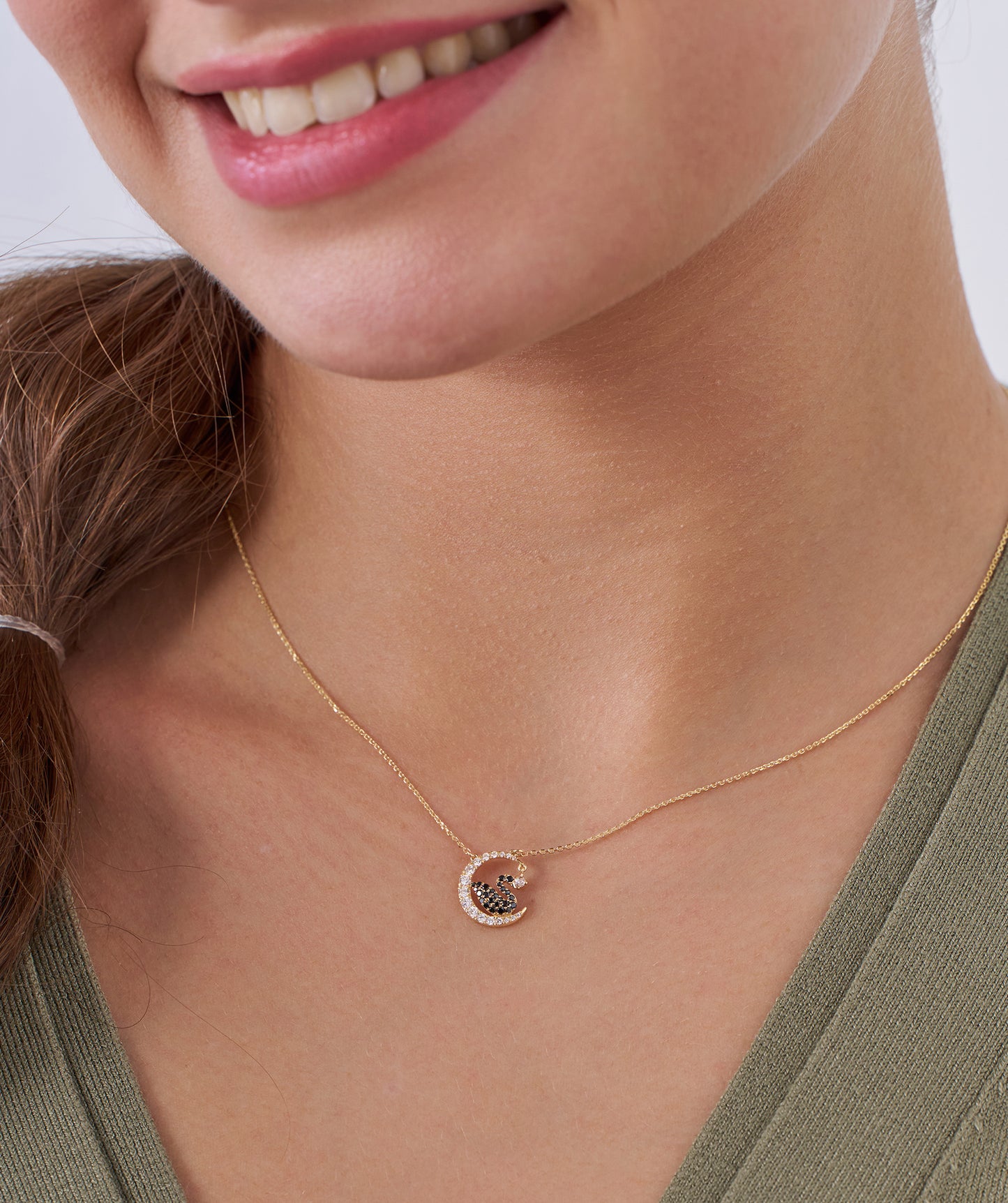 Elegant Swan Crescent Pendant