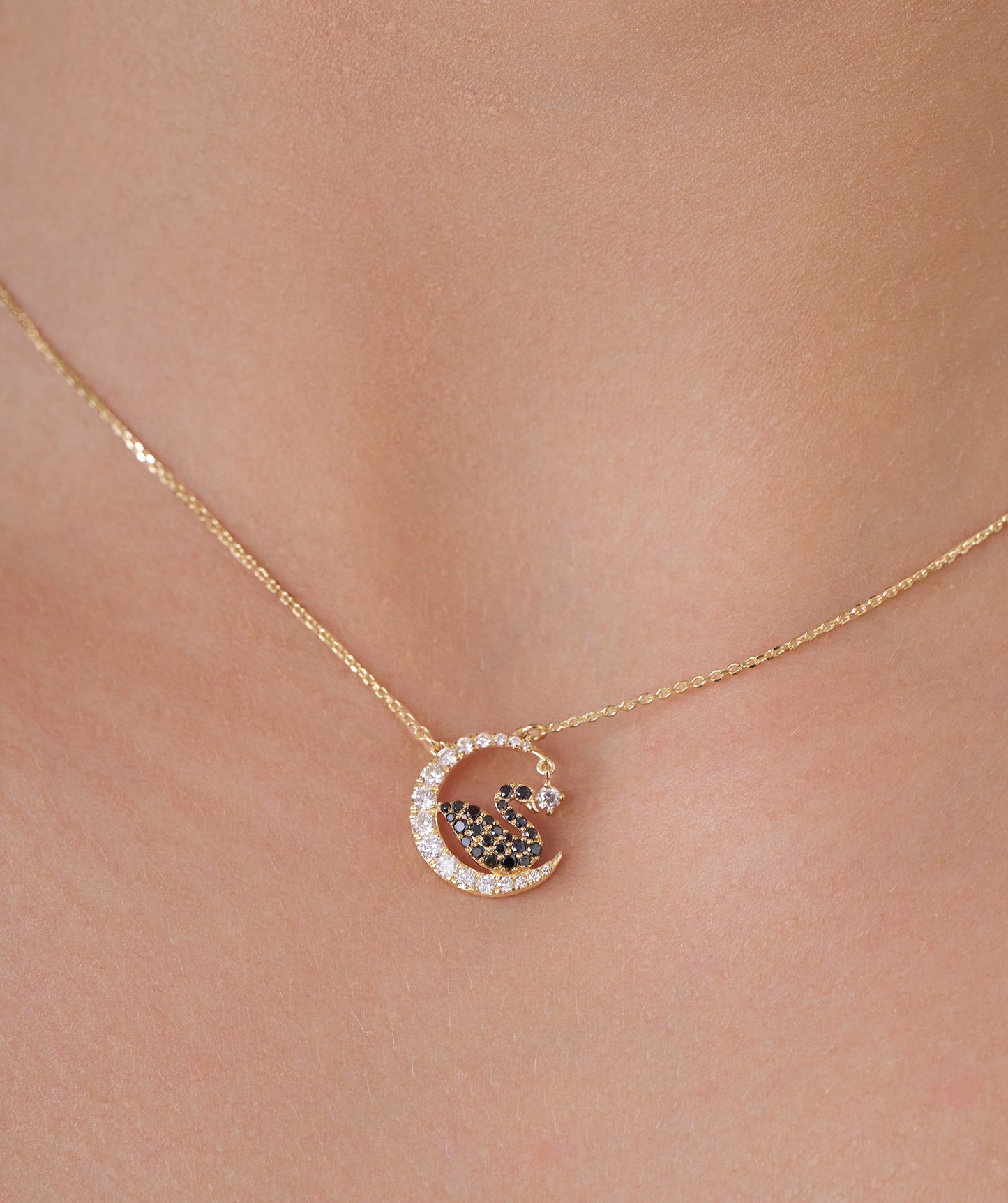 Elegant Swan Crescent Pendant