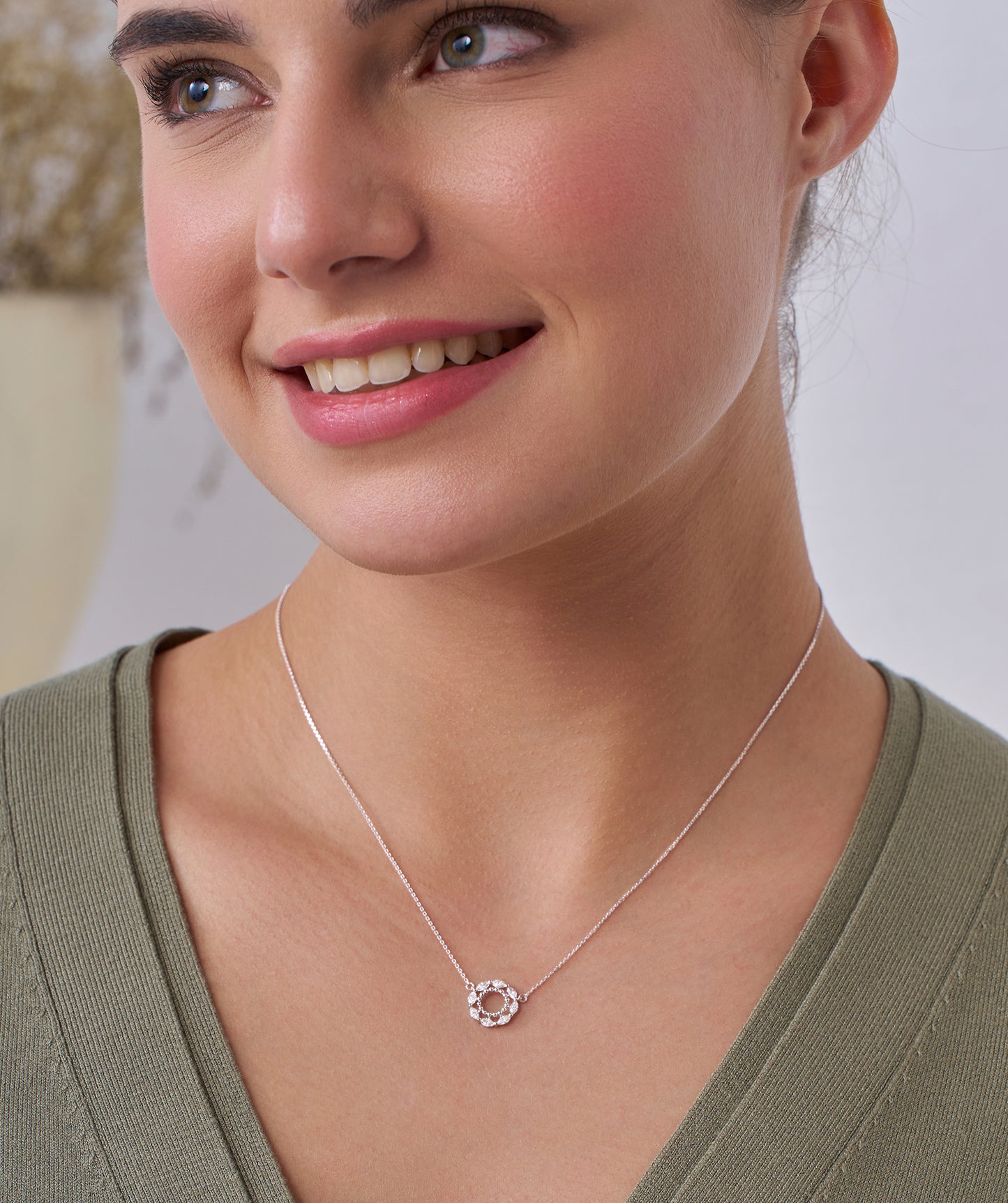 Radiant Halo Diamond Pendant Necklace