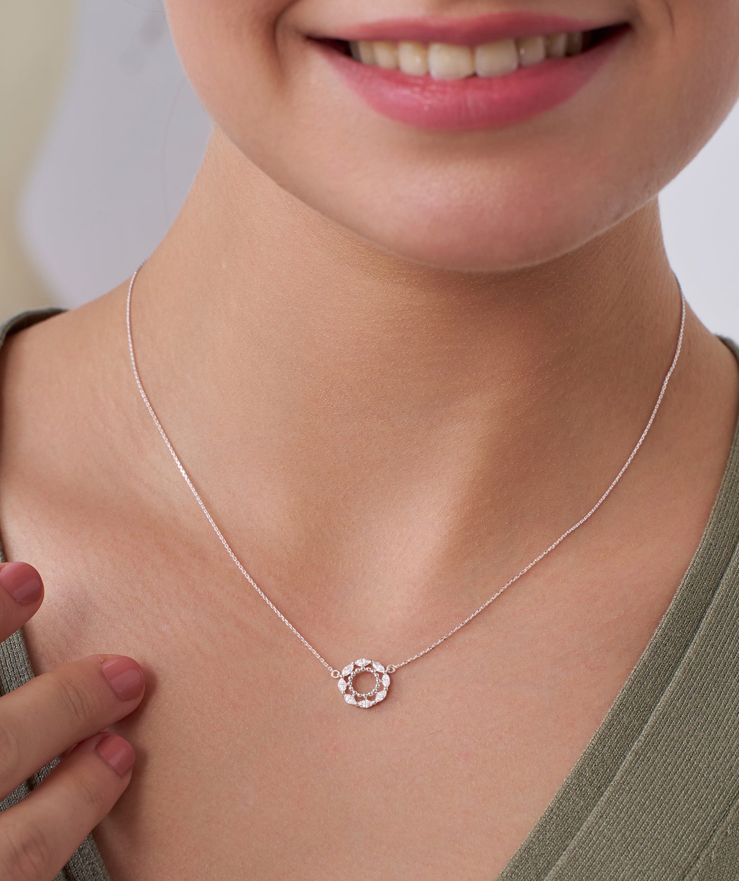 Radiant Halo Diamond Pendant Necklace