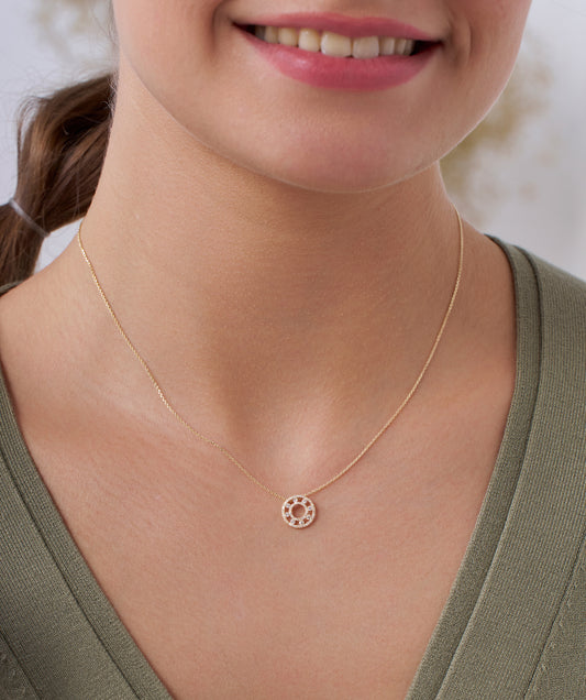 Diamond Halo Circle Pendant Necklace