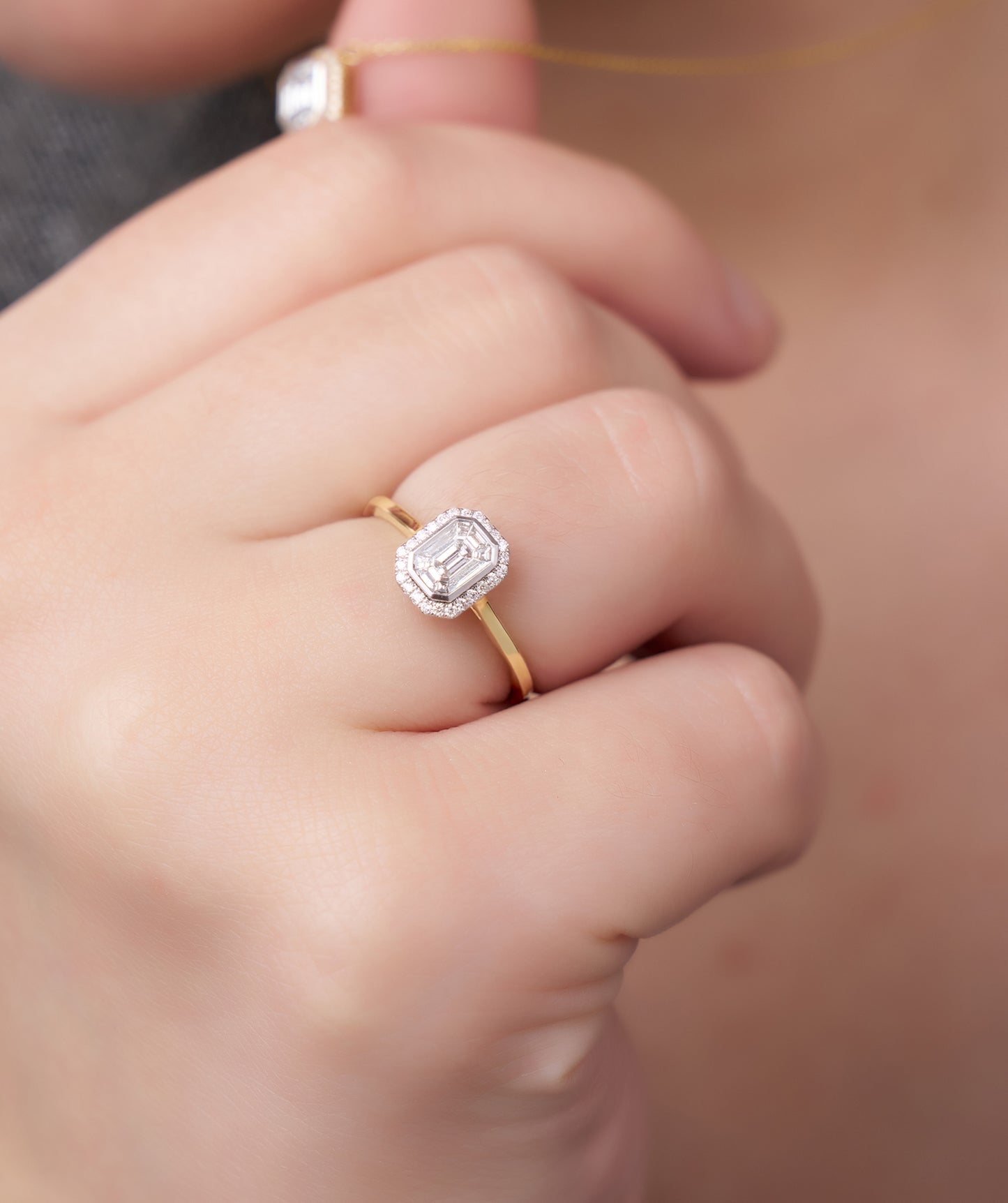 Timeless Edge 14K Gold Emerald-Cut Halo Ring
