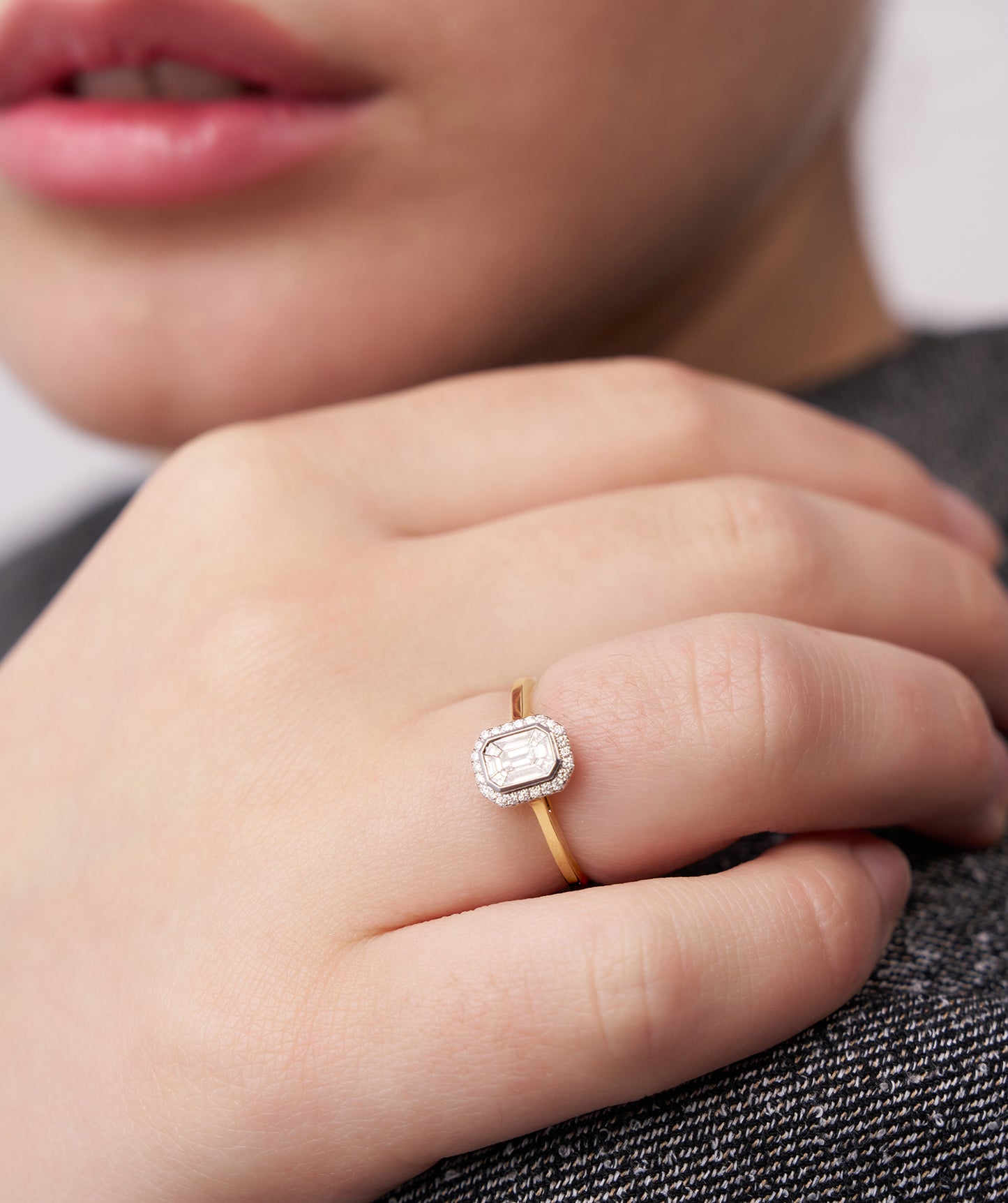 Timeless Edge 14K Gold Emerald-Cut Halo Ring