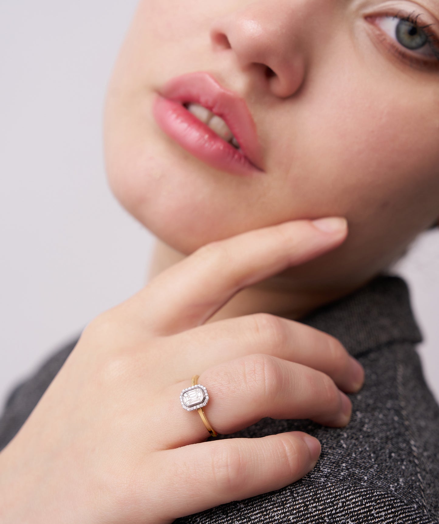 Timeless Edge 14K Gold Emerald-Cut Halo Ring