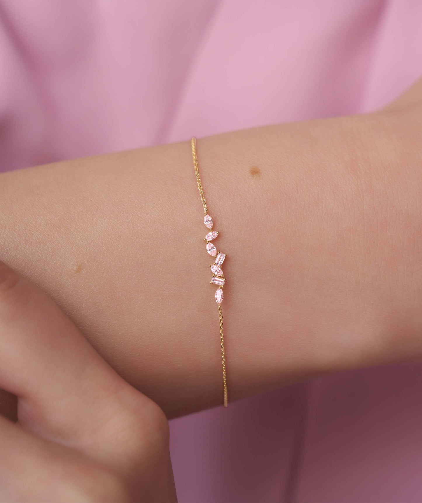 14K Gold Pink Diamond Bracelet