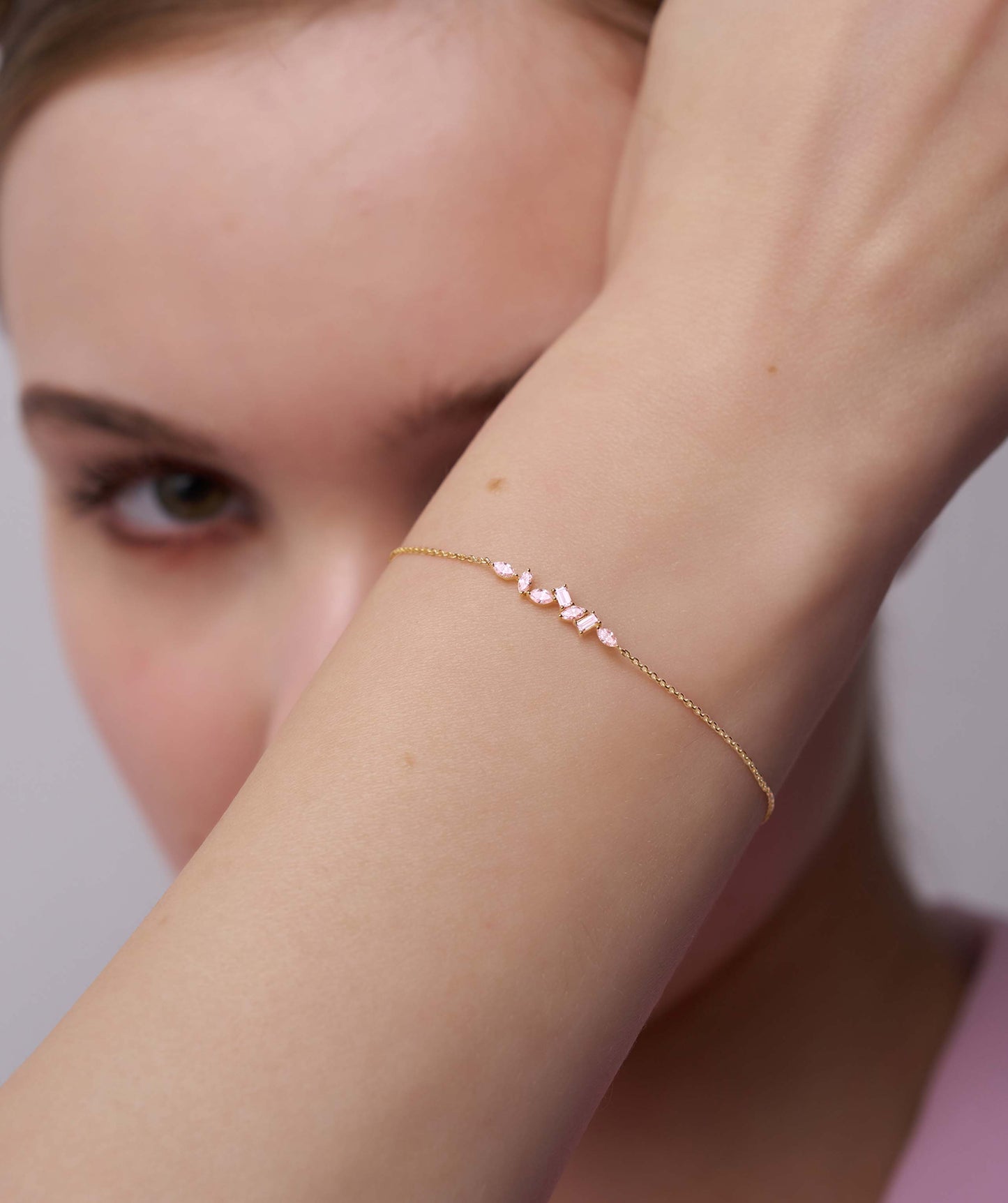 14K Gold Pink Diamond Bracelet