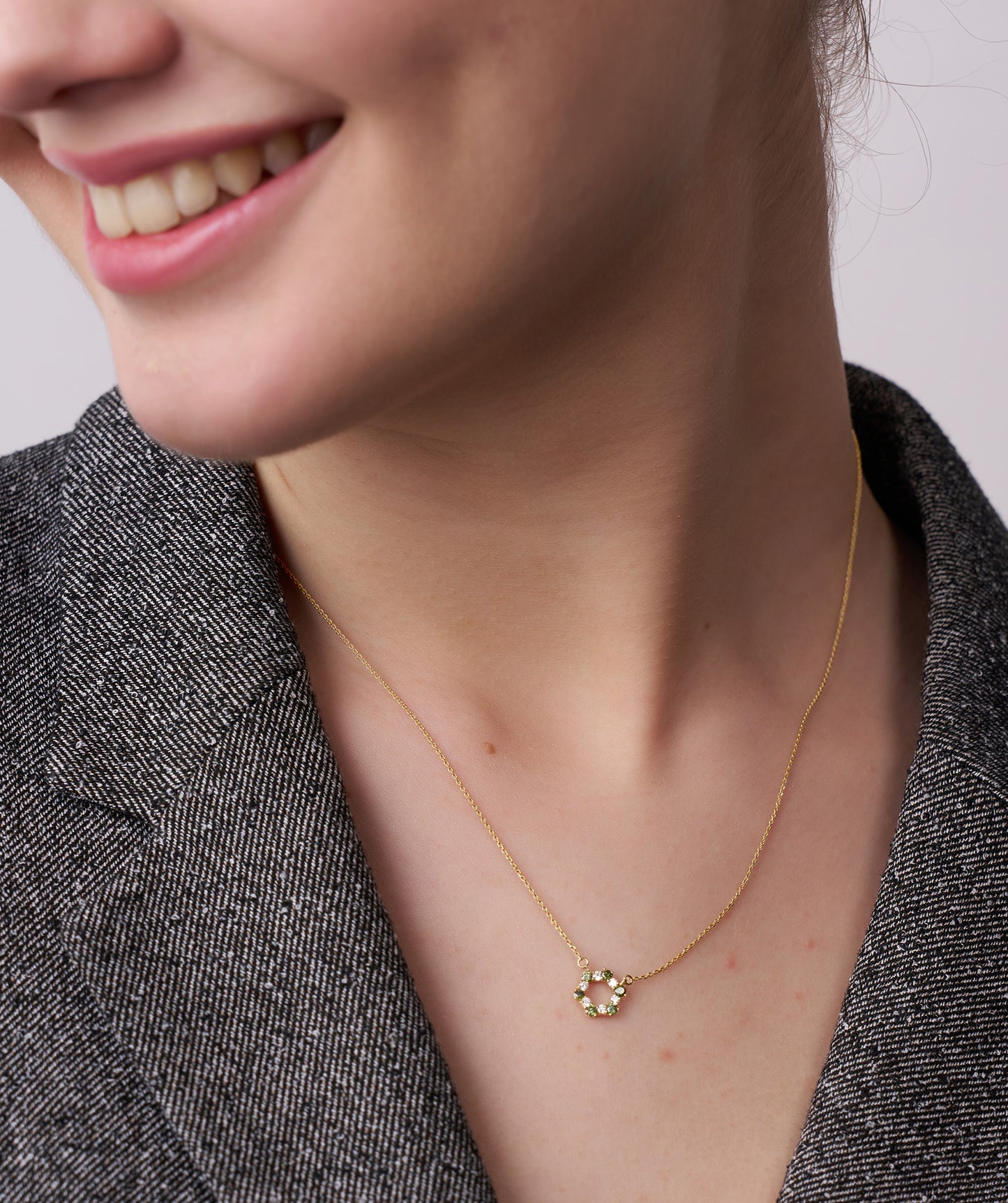 Emerald & Diamond Circle Necklace