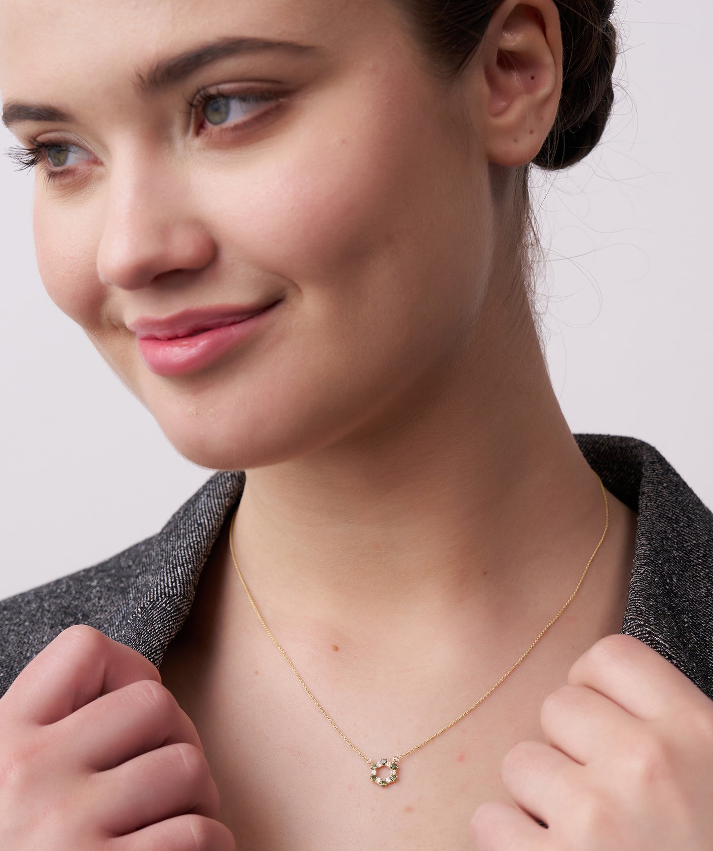 Emerald & Diamond Circle Necklace