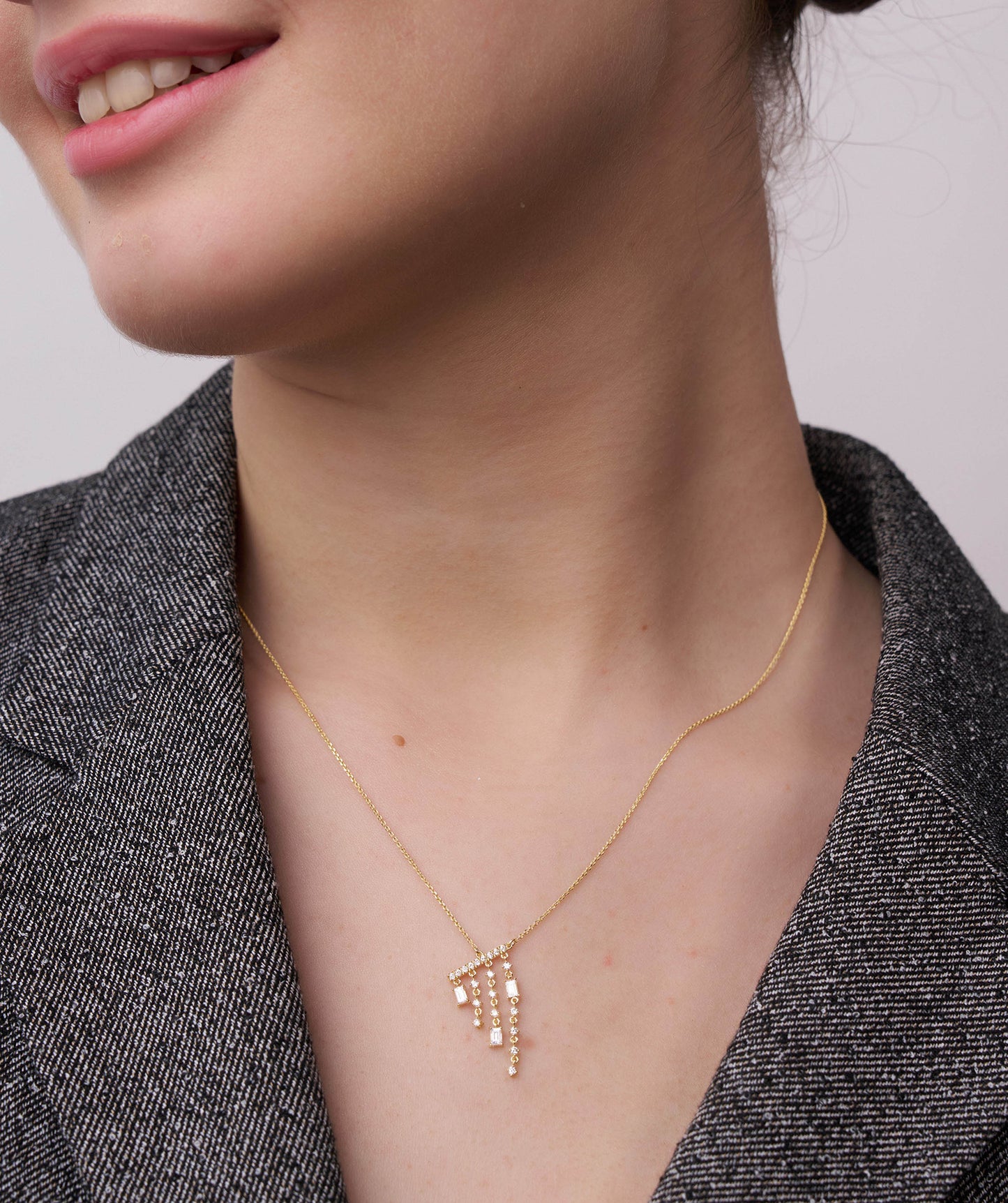 14k Solid Gold Dainty Diamond Set