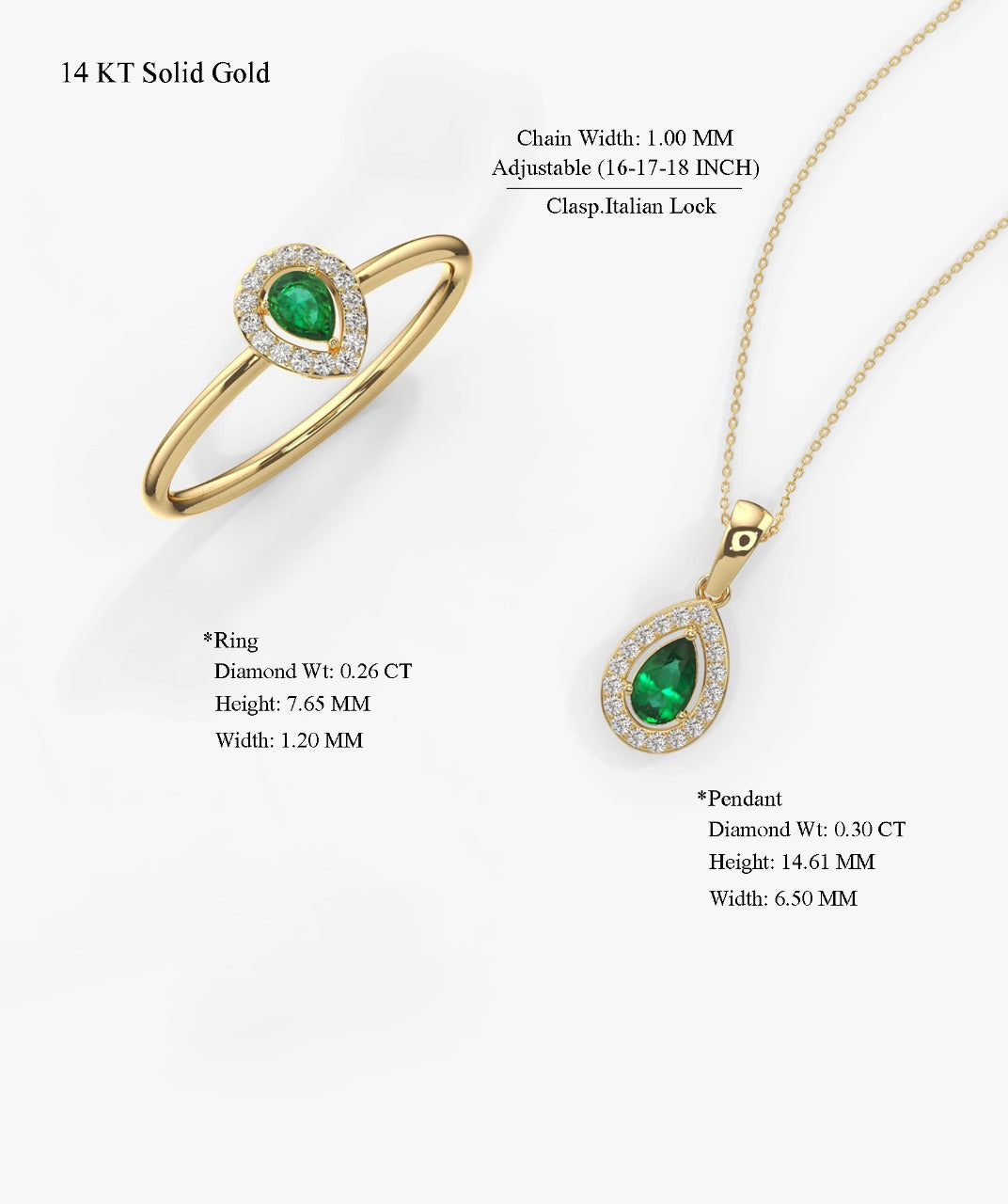 Emerald Diamond Jewelry Set