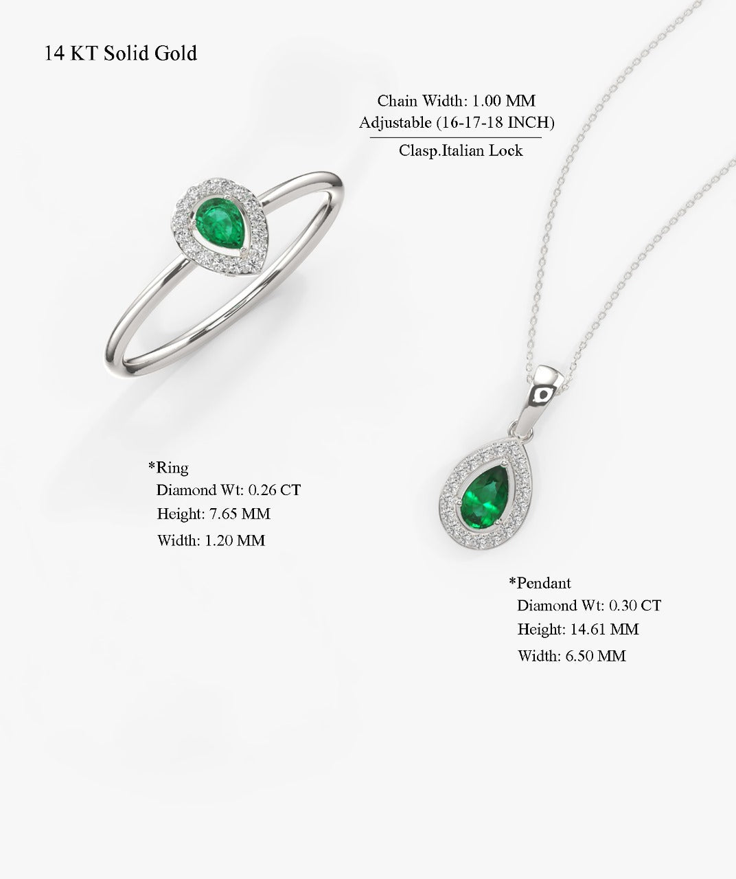 Emerald Diamond Jewelry Set