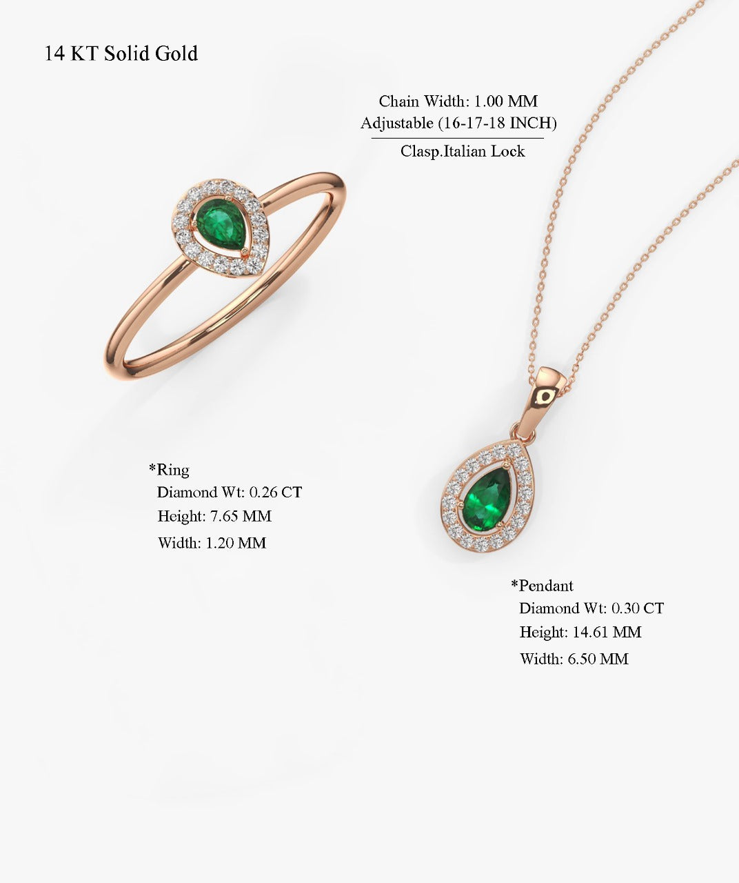 Emerald Diamond Jewelry Set