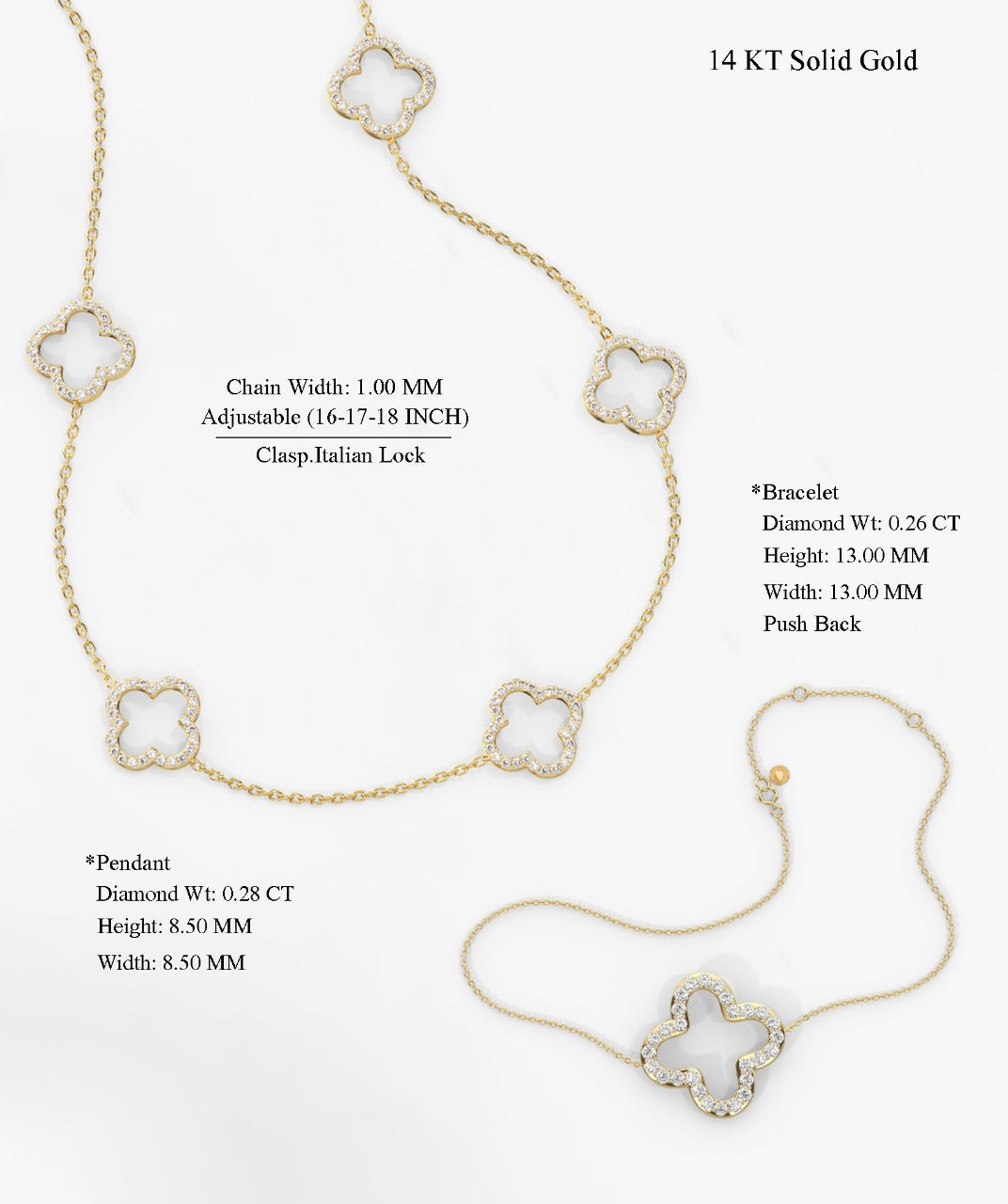 Diamond Quatrefoil Jewelry Set