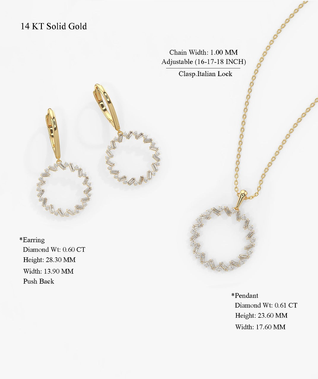 Elegant Circle Minimalist Diamond Jewelry Set