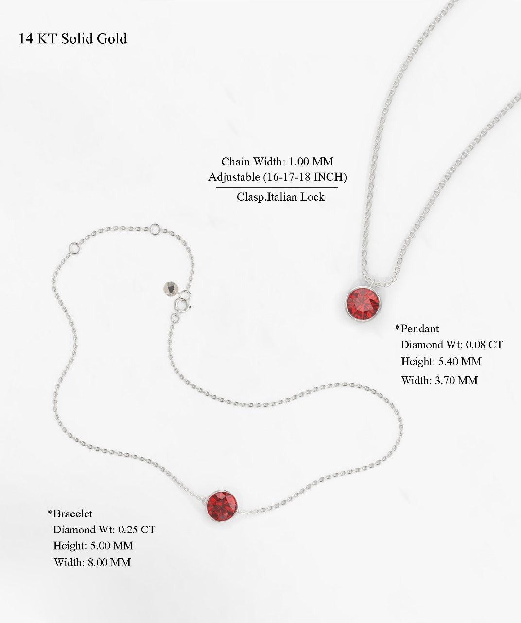 14k Gold Solitaire Garnet Necklace