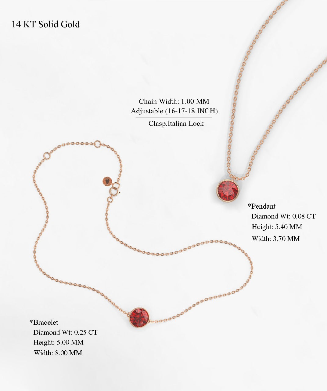 14k Gold Solitaire Garnet Necklace