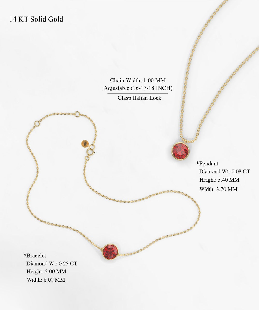 14k Gold Solitaire Garnet Necklace