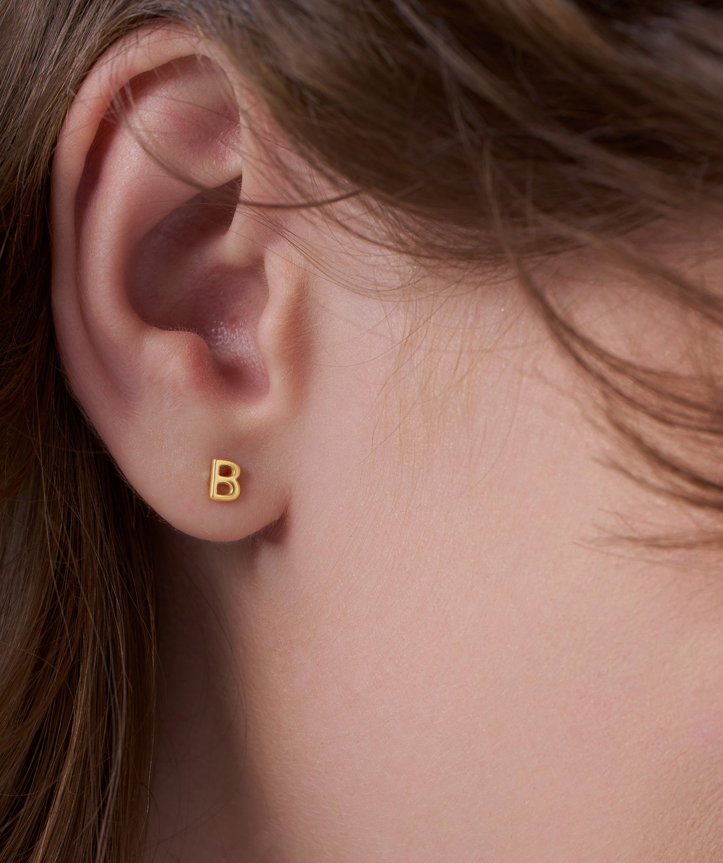 Custom Letter 14K Gold Stud Earrings