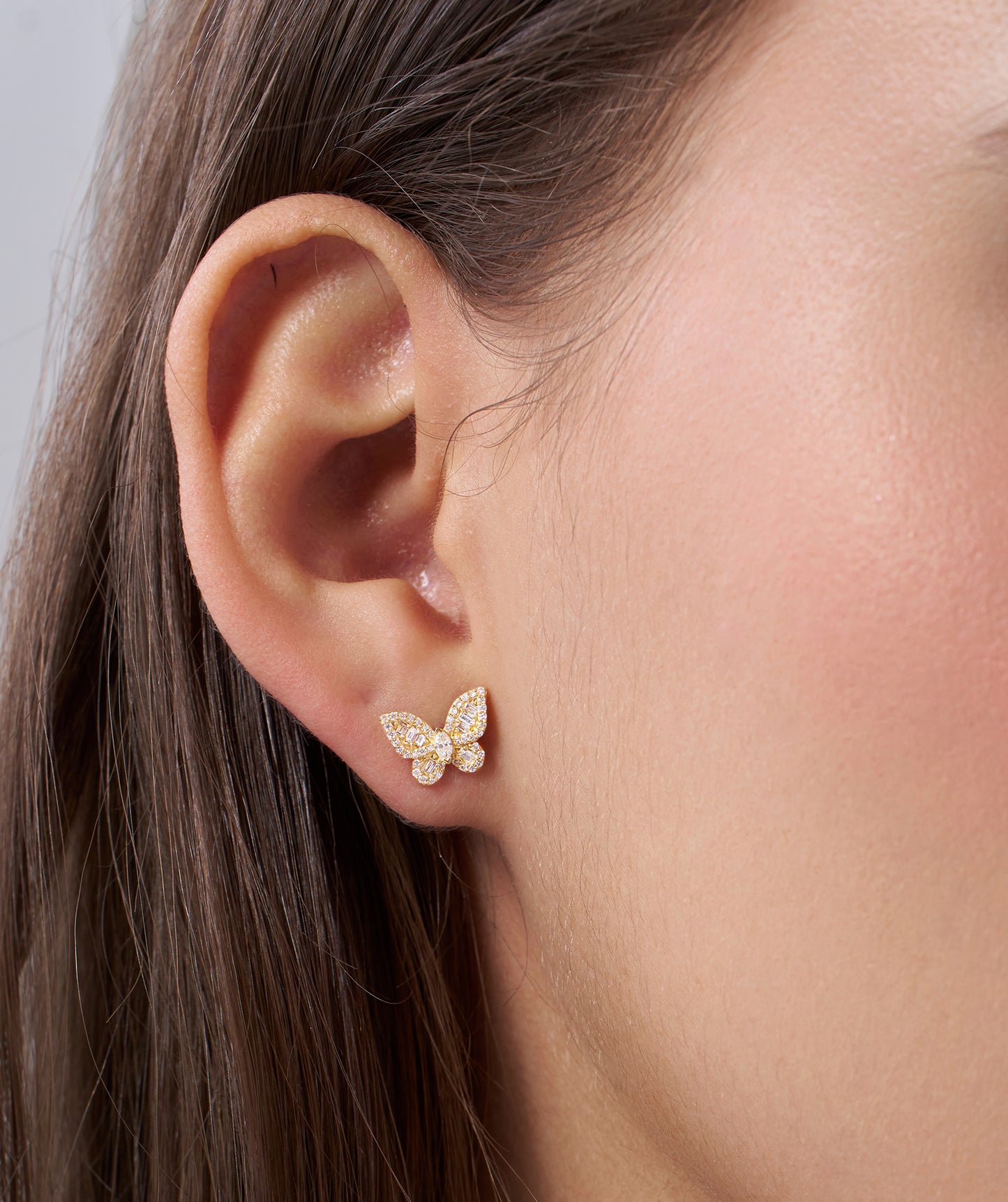 Sunlit Butterfly Diamond Studs