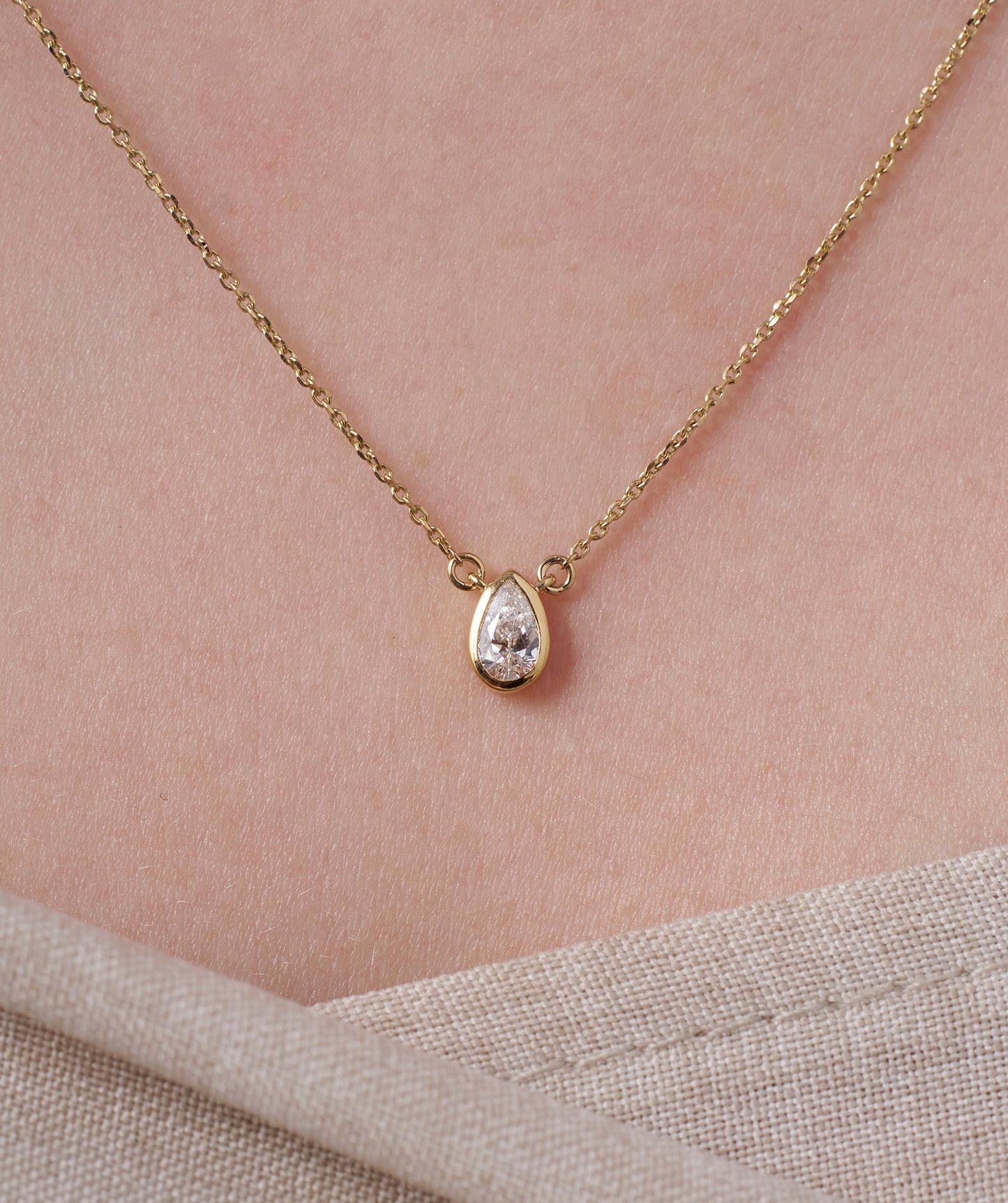 Pear Diamond Pendant Necklace