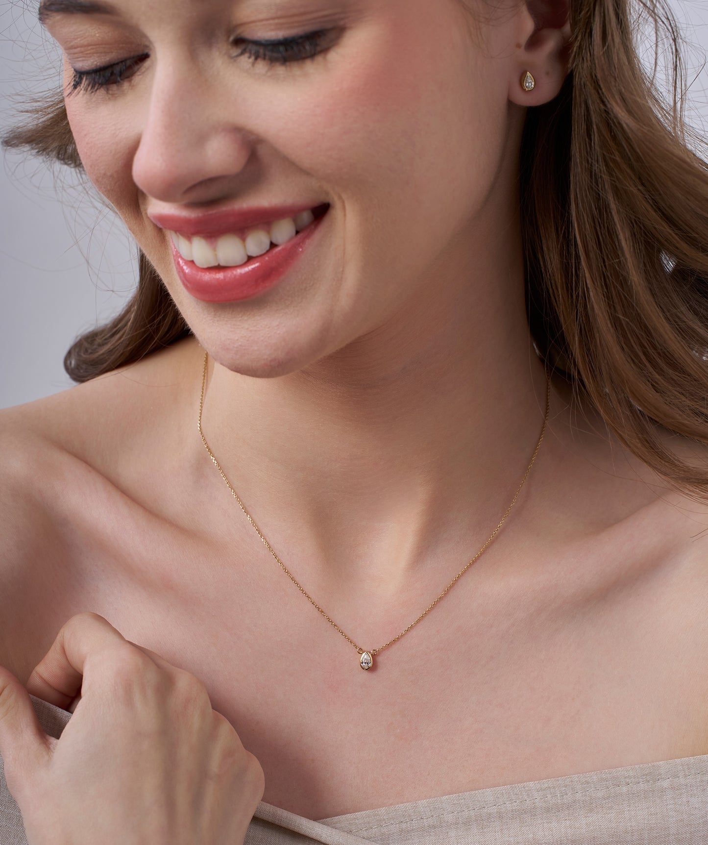 Pear Diamond Pendant Necklace