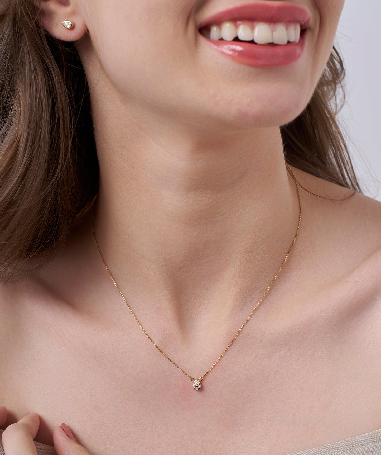 Pear Diamond Pendant Necklace