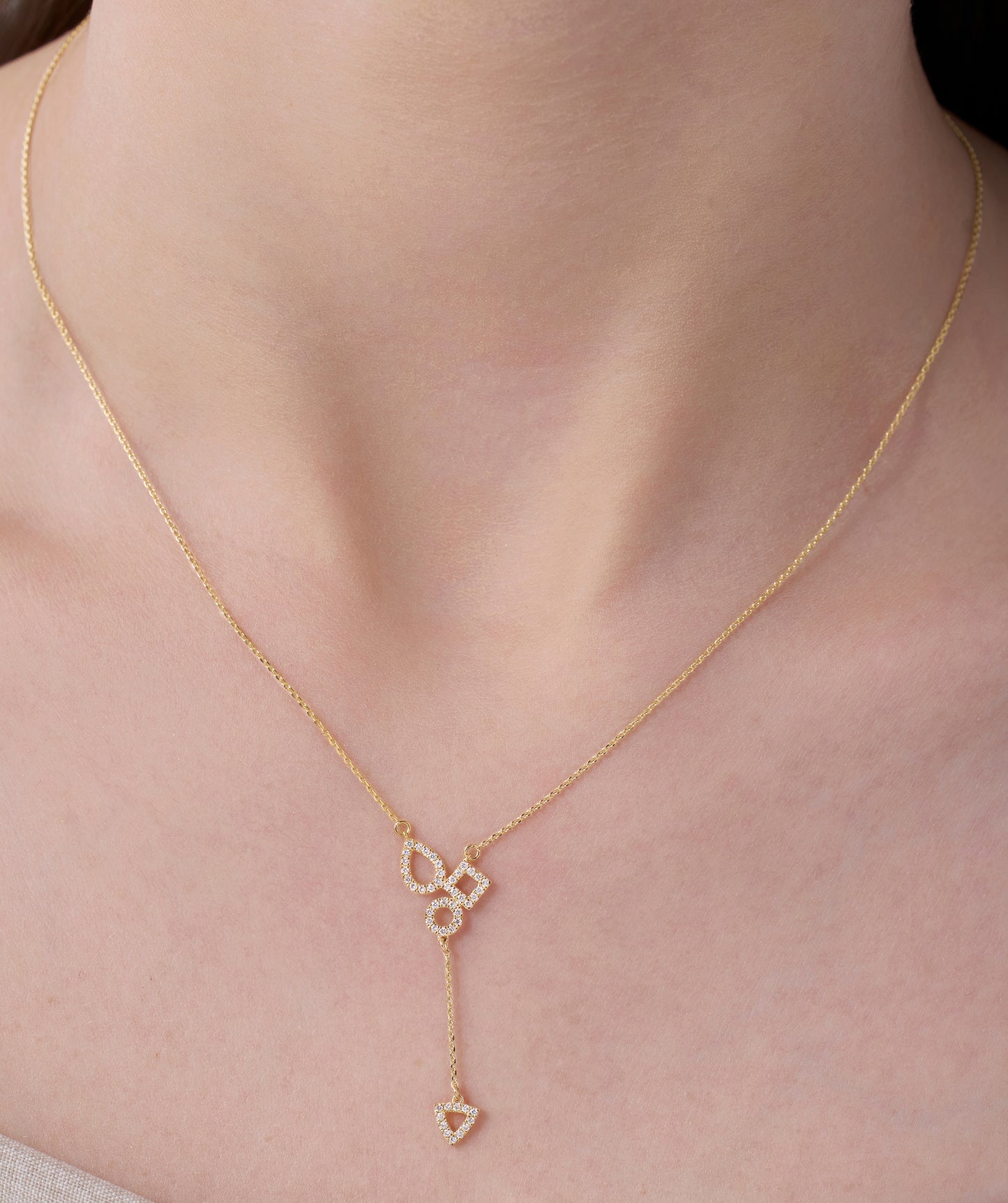 Geometric Drop Diamond Necklace