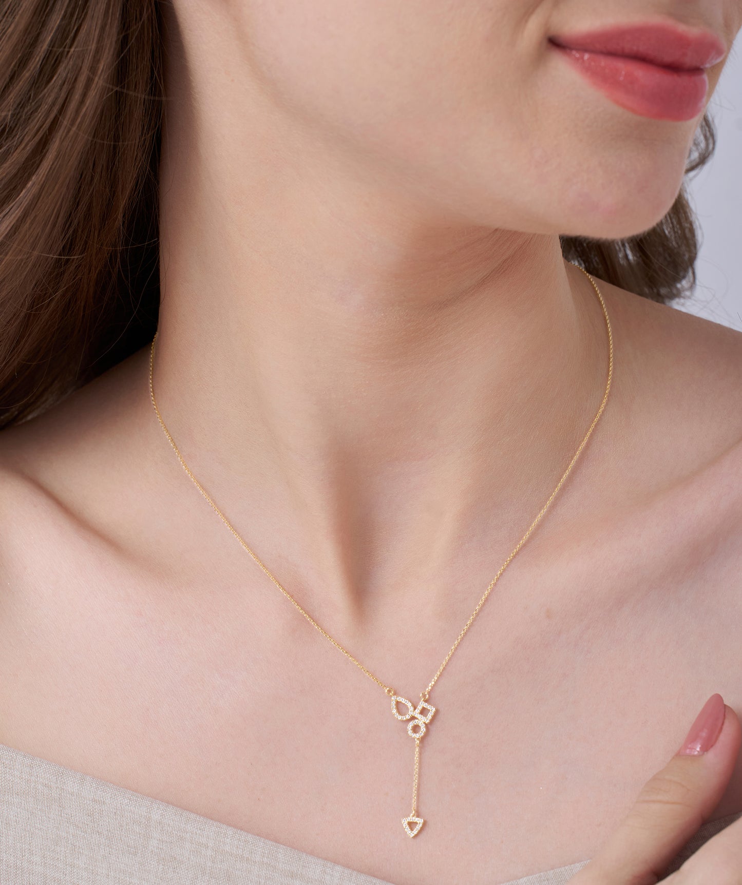 Geometric Drop Diamond Necklace