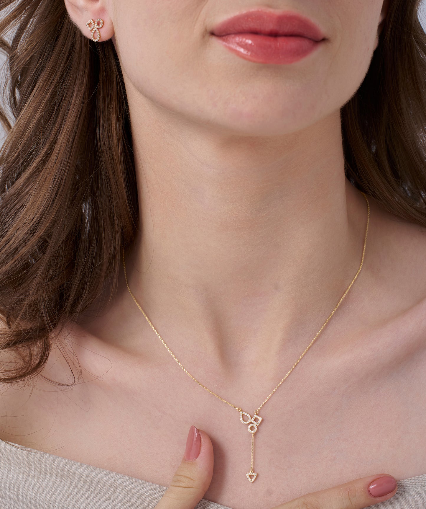 Geometric Drop Diamond Necklace