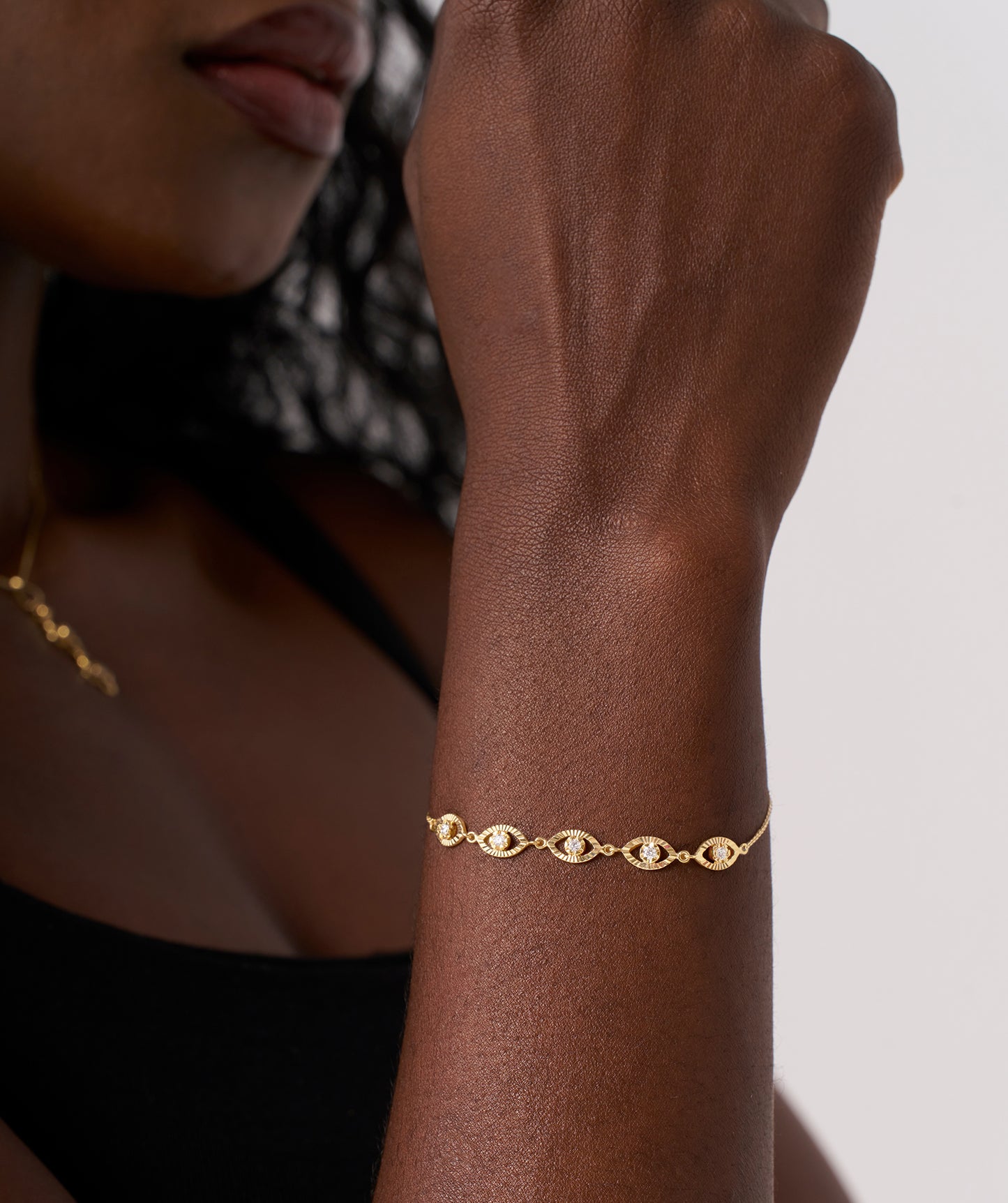 14K Gold Bezel Set Bracelet